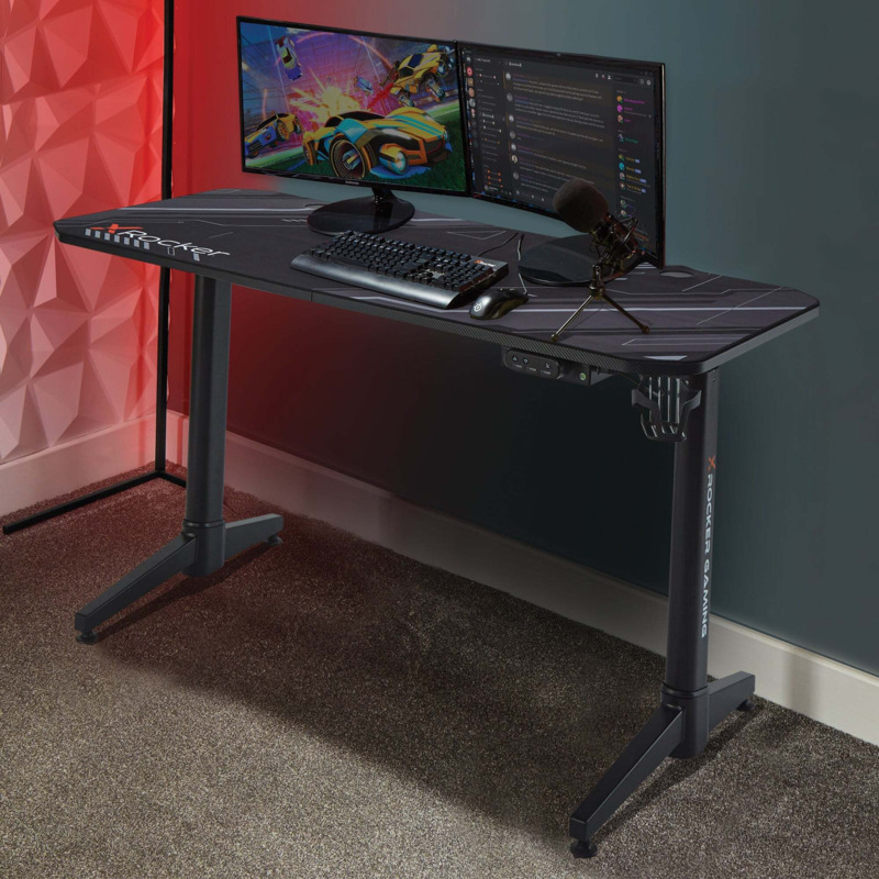 X Rocker Stratos Dual Motor Height Adjustable Gaming Desk Black by