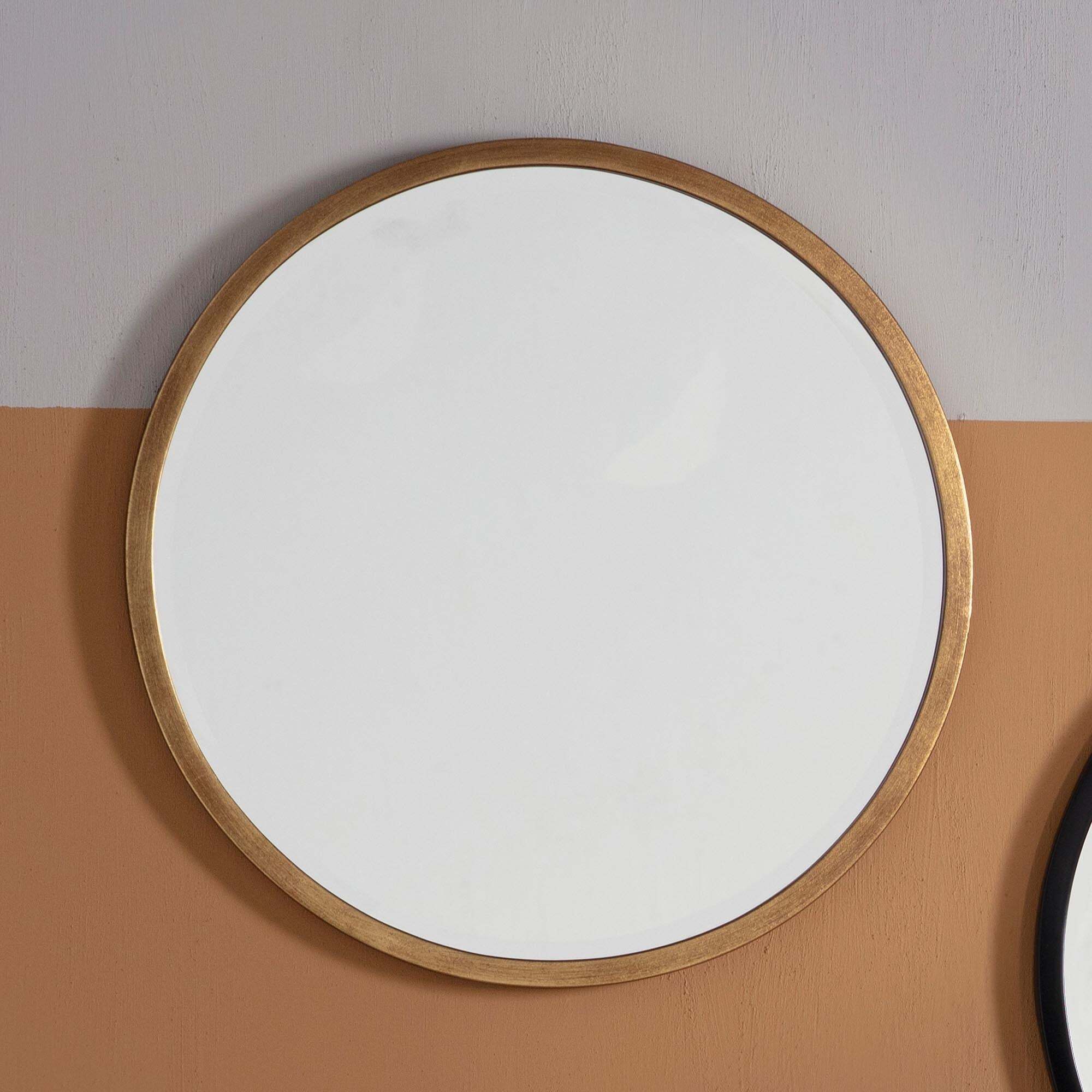 Henty Round Antique Gold Effect Effect Wall Mirror, 60cm brown by