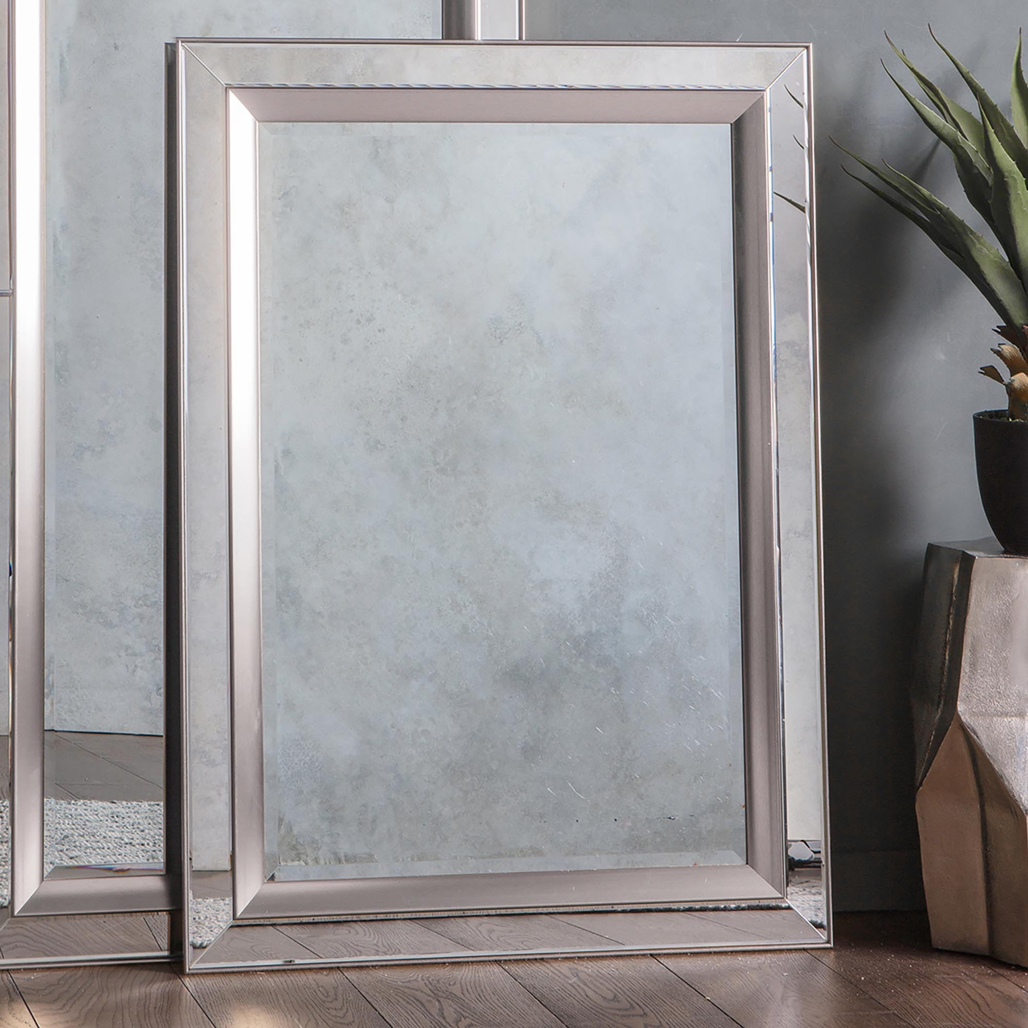 Monto Rectangle Mirror, 80x110cm Silver by Dunelm