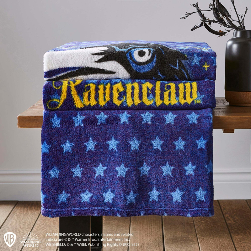 Harry Potter Blue Ravenclaw Fleece Blanket Blue/Black/Yellow by Dunelm