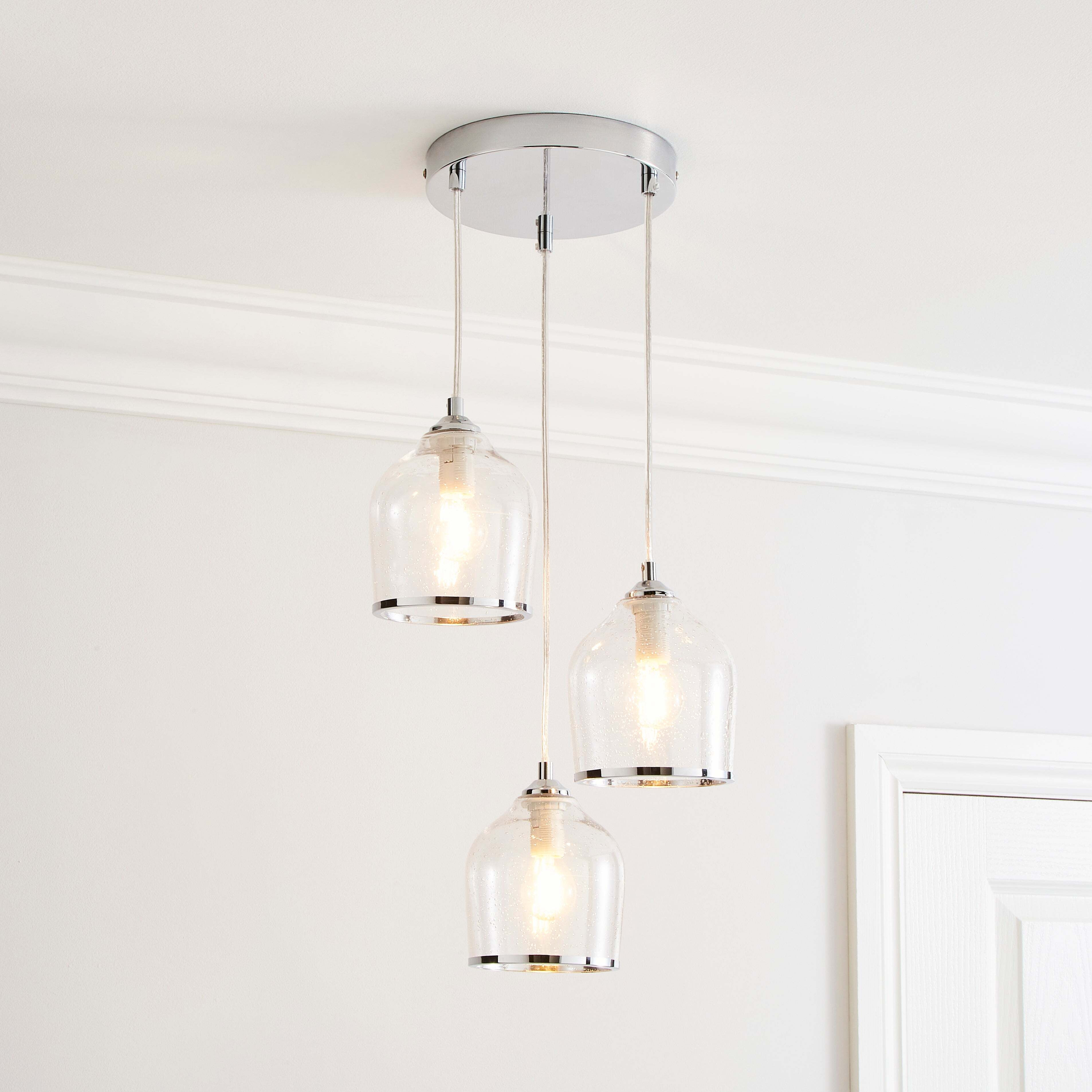 Lenny 3 Light Cluster Ceiling Fitting Silver by Dunelm