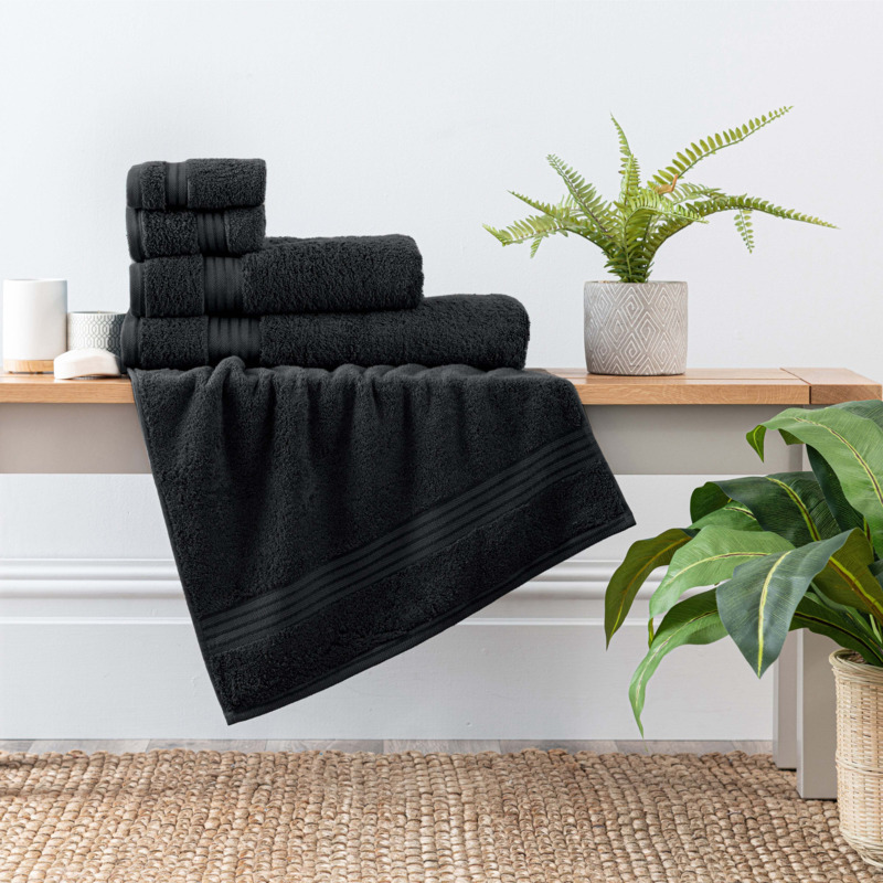 Black Egyptian Cotton Bath Towel Black by Dunelm | ufurnish.com