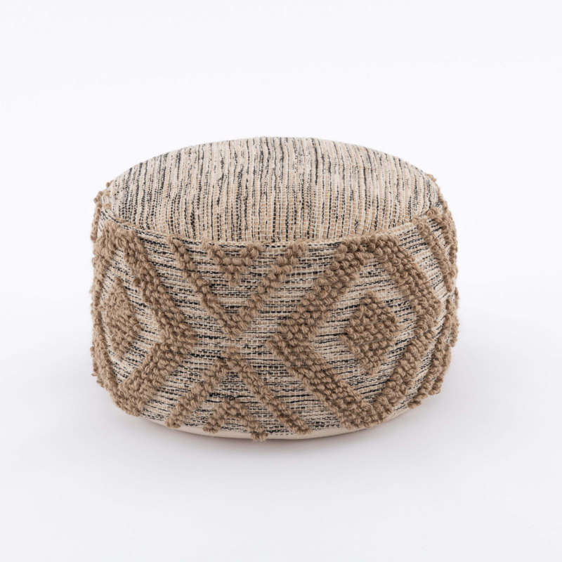 Aztec Jute Bobble Pouffe Natural by Dunelm
