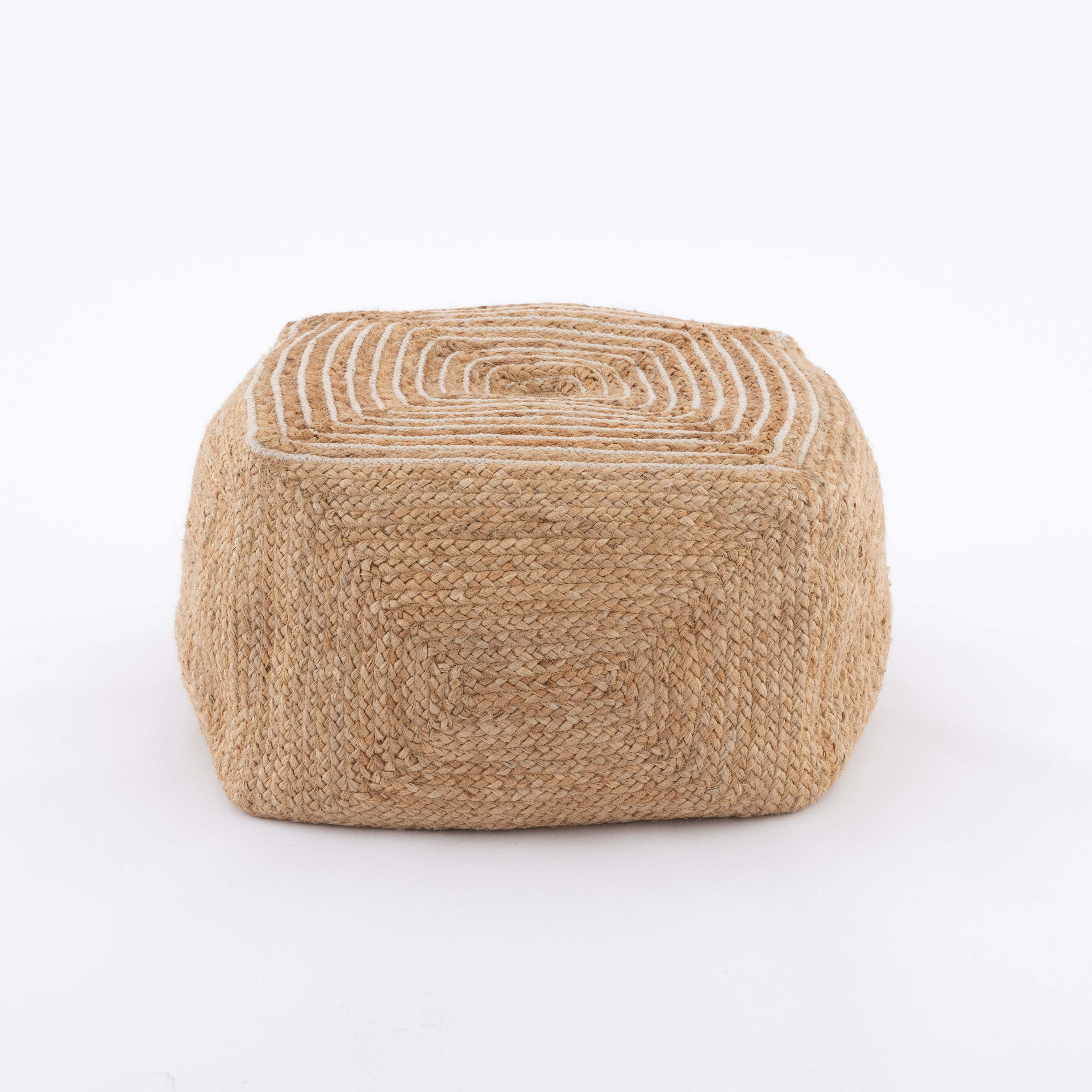 Cotton and Jute Pouffe Natural by Dunelm