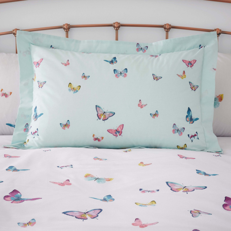 Butterflies Duvet Cover and Pillowcase Set Pink by Dunelm