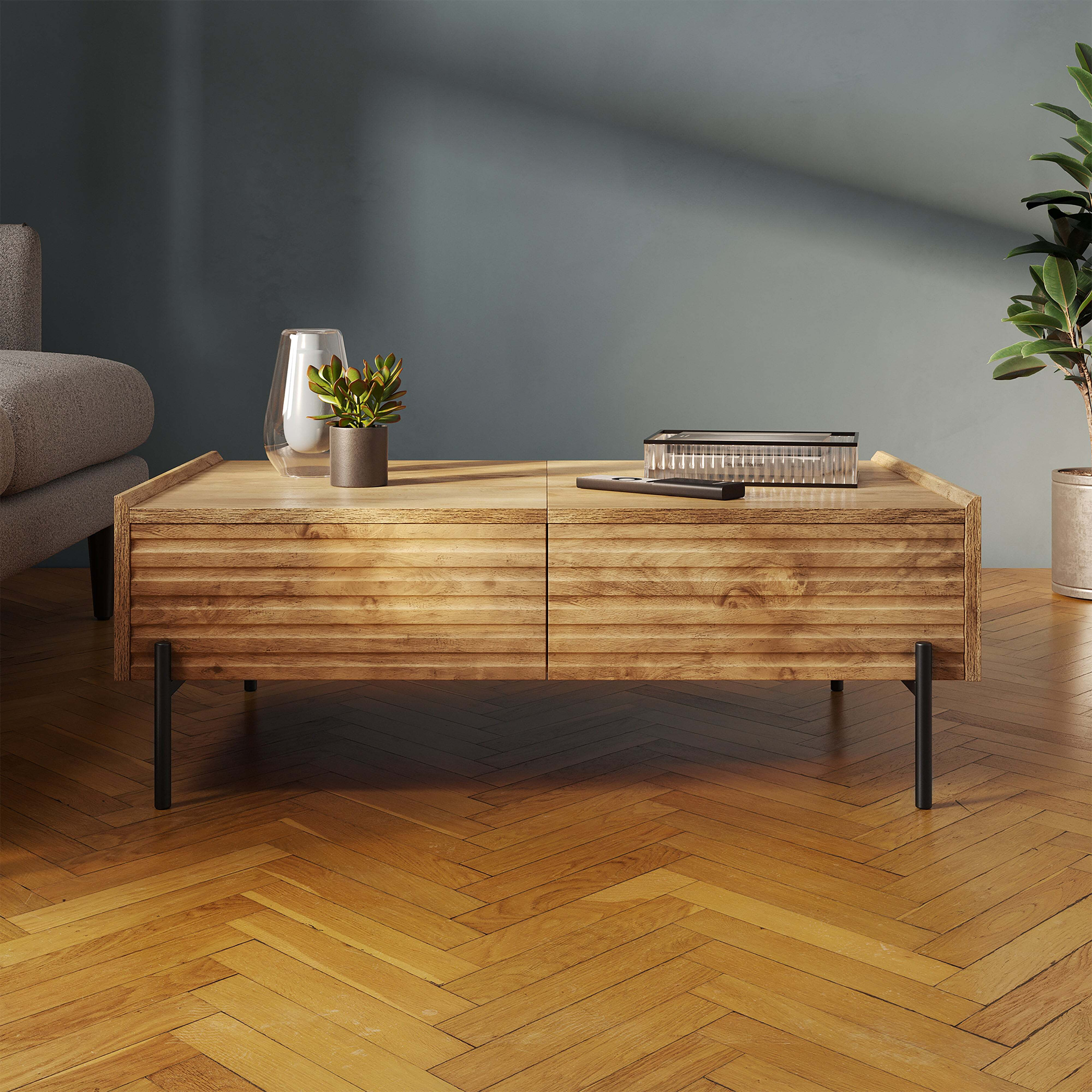 Bryant Sliding Coffee Table, Mango Wood Effect Brown by Dunelm