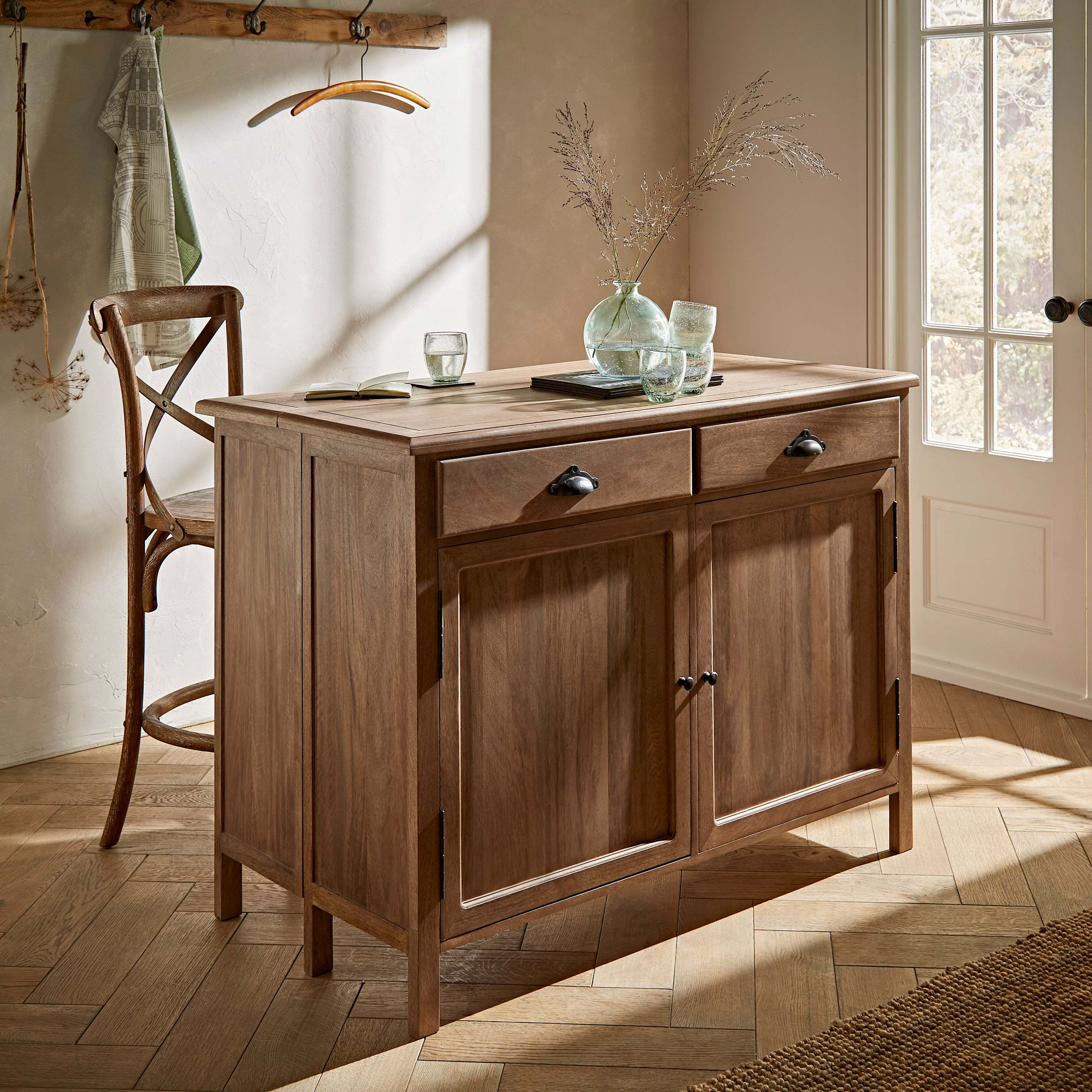2 Seater Rectangular Kitchen Island, Mango Wood Natural by Dunelm ...