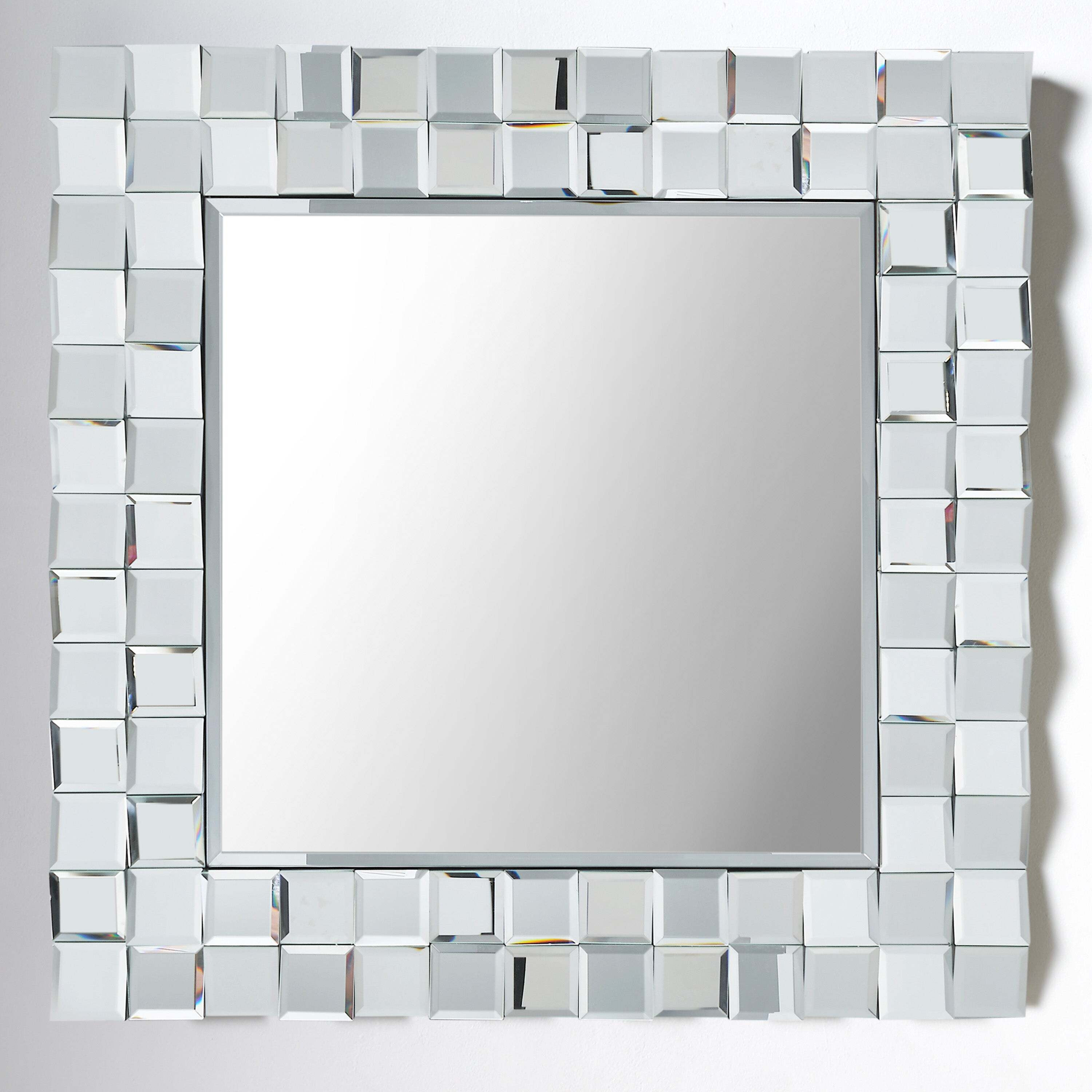 Mirrored Glass Tile Square Wall Mirror, 65cm Silver by Dunelm