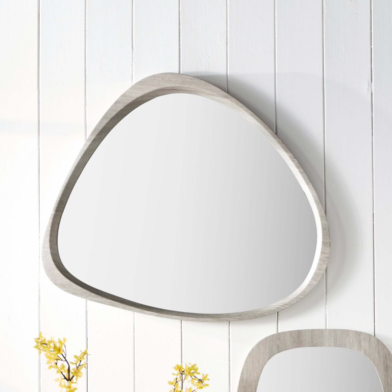 Curved Wall Mirror, Grey Oak 63x57cm Grey by Dunelm
