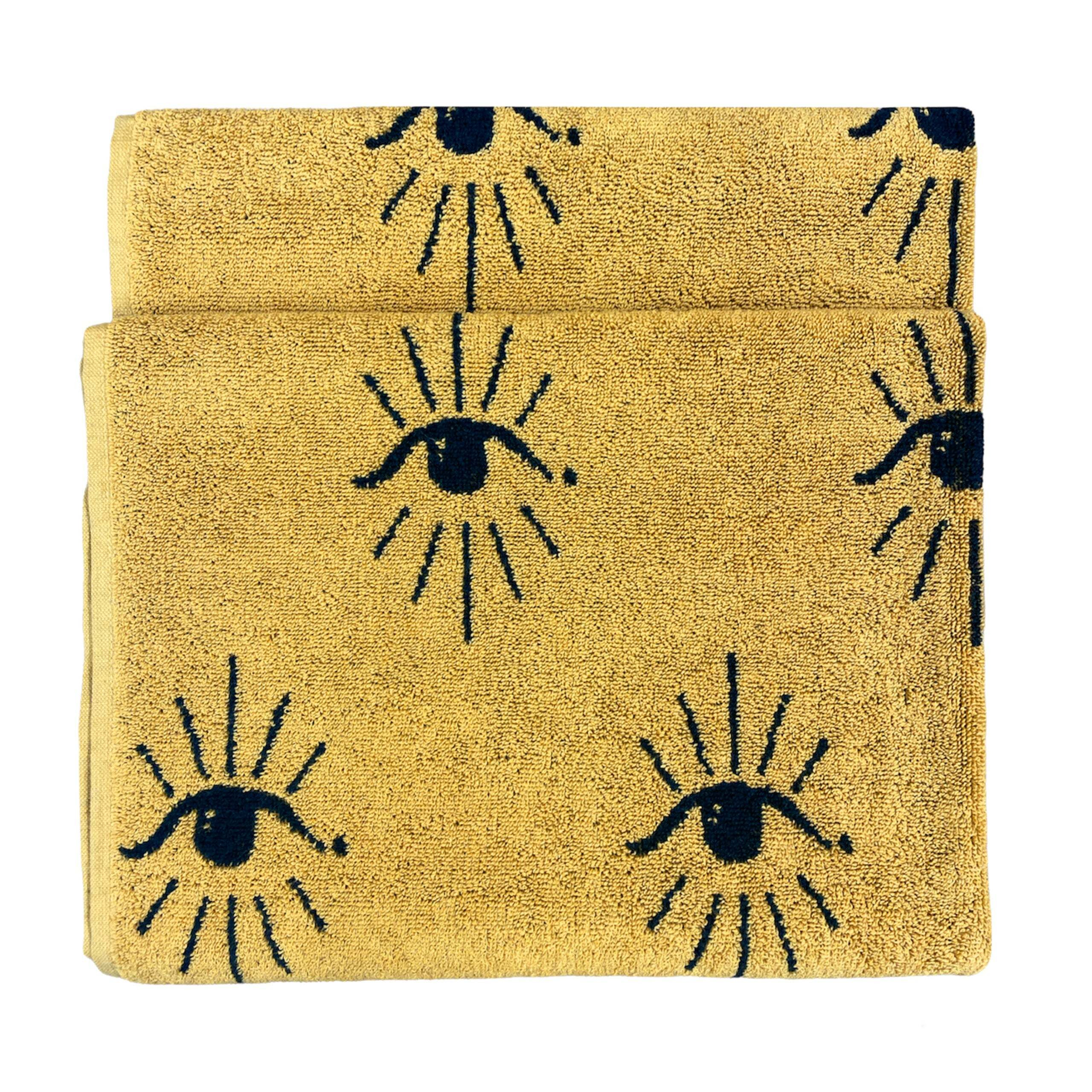 furn. Theia Bath Towel Yellow/Black by Dunelm