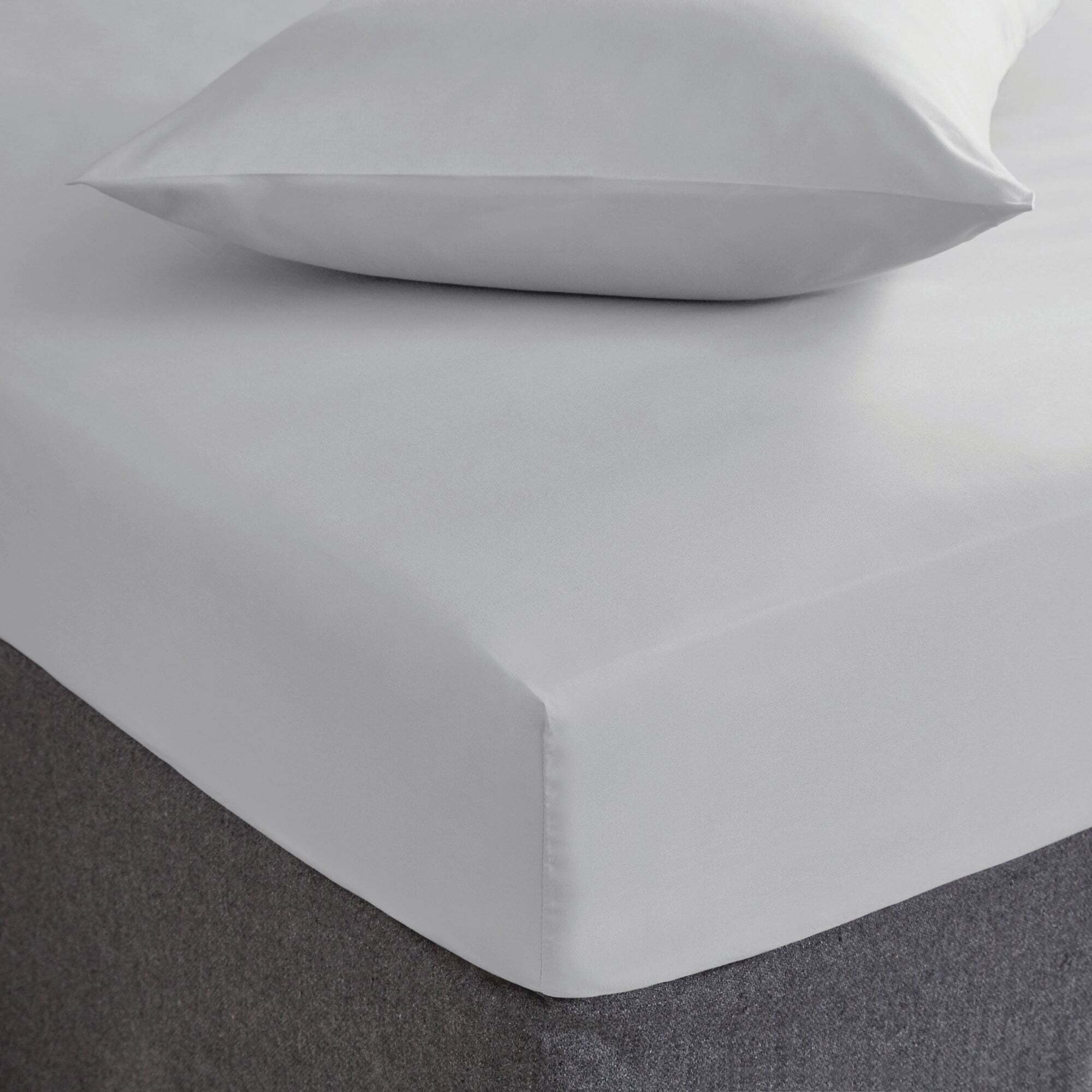 Super Soft Microfibre Plain Fitted Sheet Silver by Dunelm