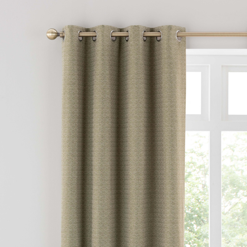 Diamond Recycled Olive Eyelet Curtains Green by Dunelm | ufurnish.com