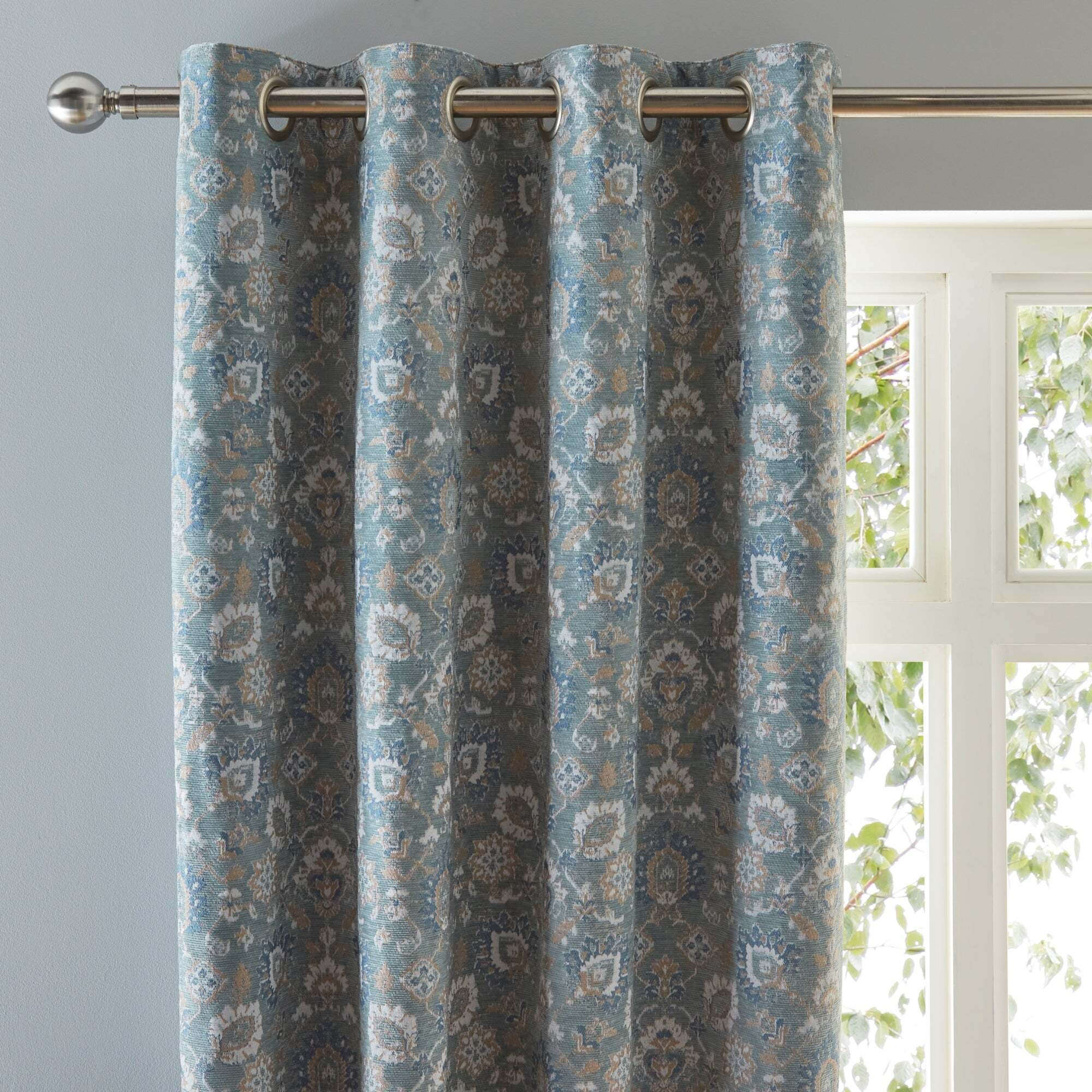 Azami Blue Eyelet Curtains Blue by Dunelm