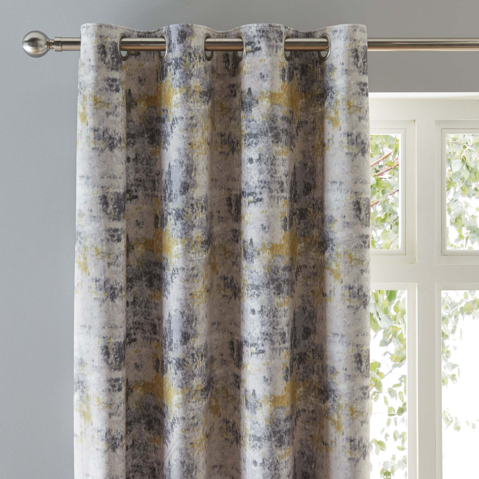 Cove Textured Print Ochre Eyelet Curtains Cream/Yellow by Dunelm ...