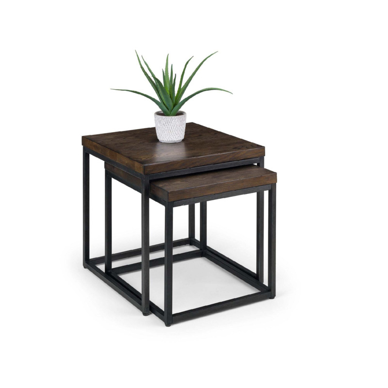Brooklyn Nesting Lamp Tables Dark Oak Dark Brown by Dunelm