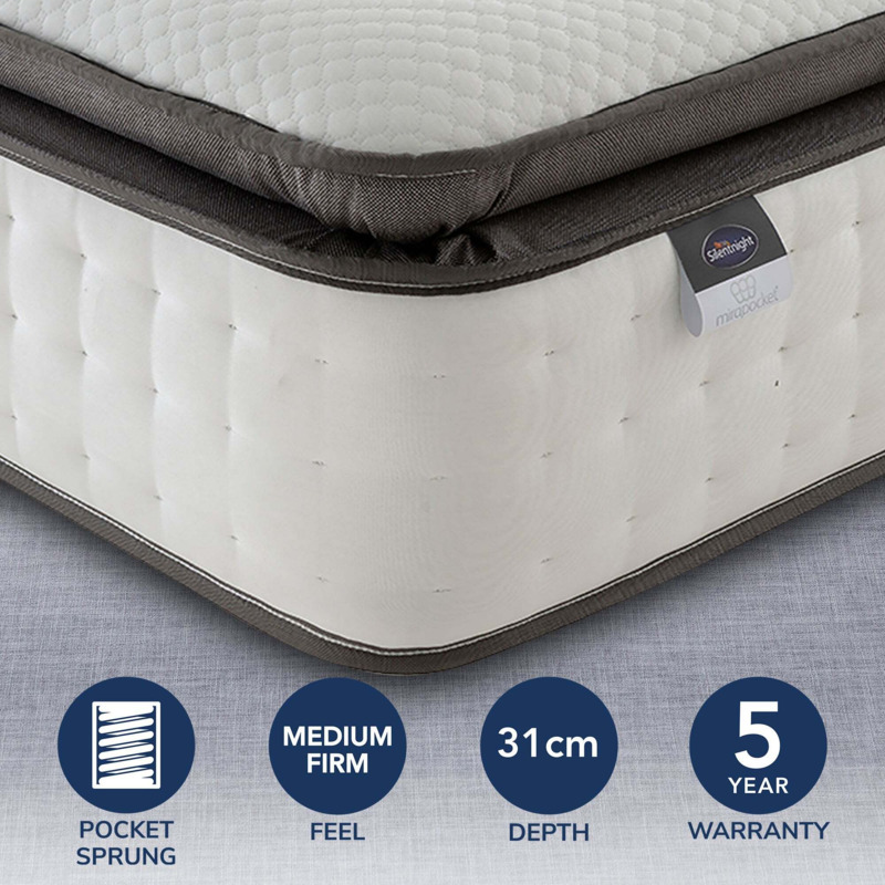 Silentnight Geltex Pocket 1000 Pillow Top Mattress White by Dunelm