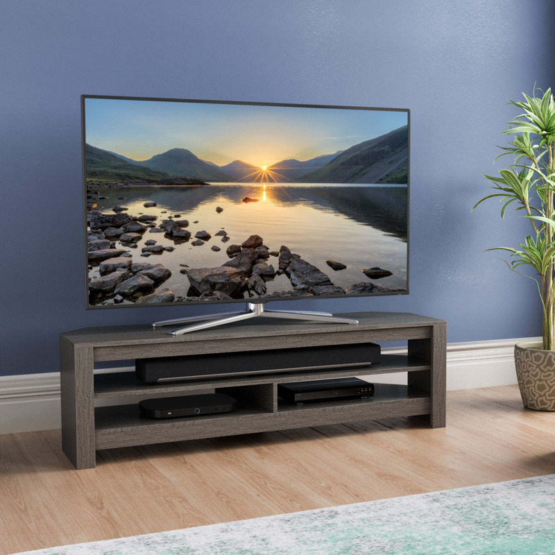 Calibre Wide TV Stand 140cm, Oak Effect Grey by Dunelm