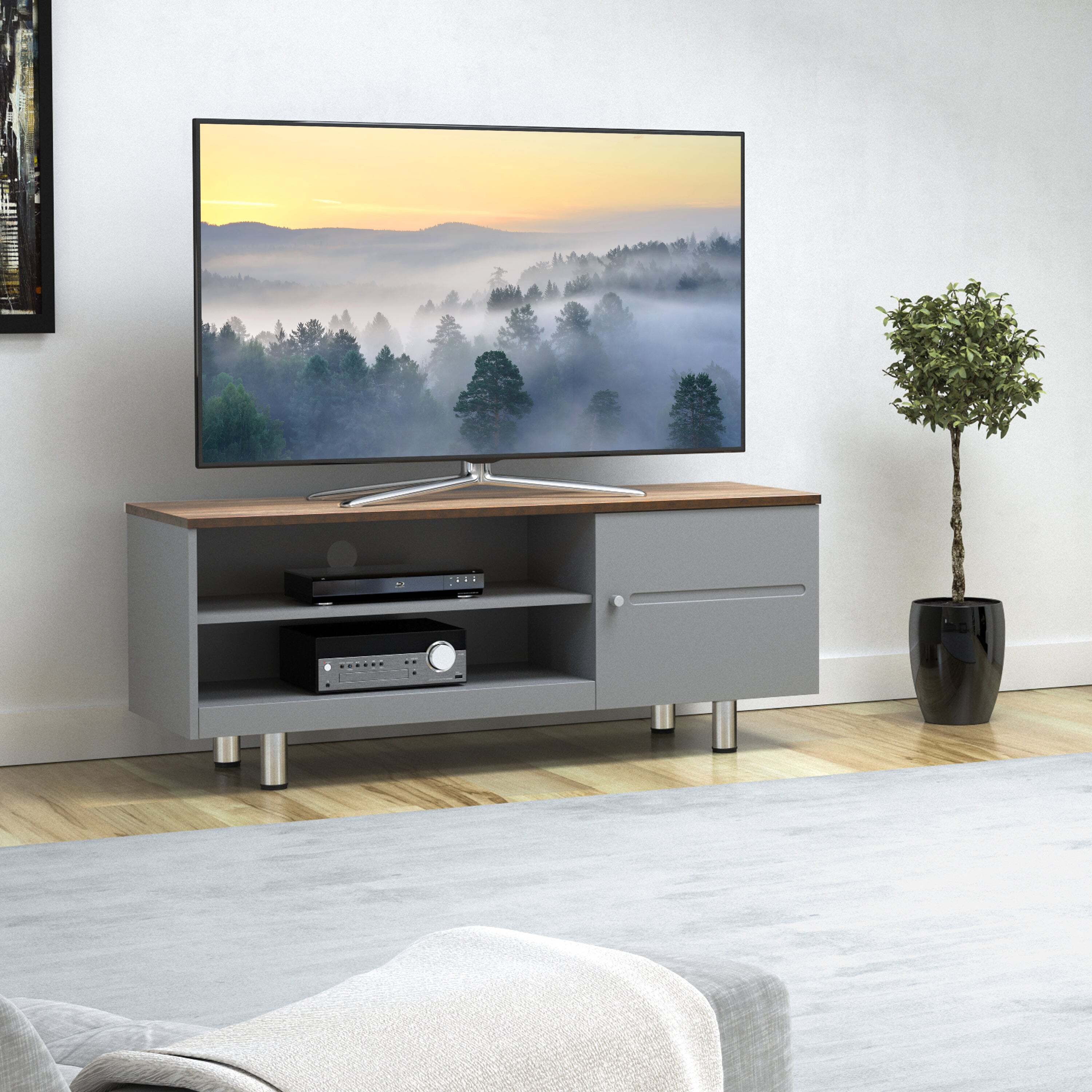 White Sands Wide TV Stand, 120cm Grey by Dunelm
