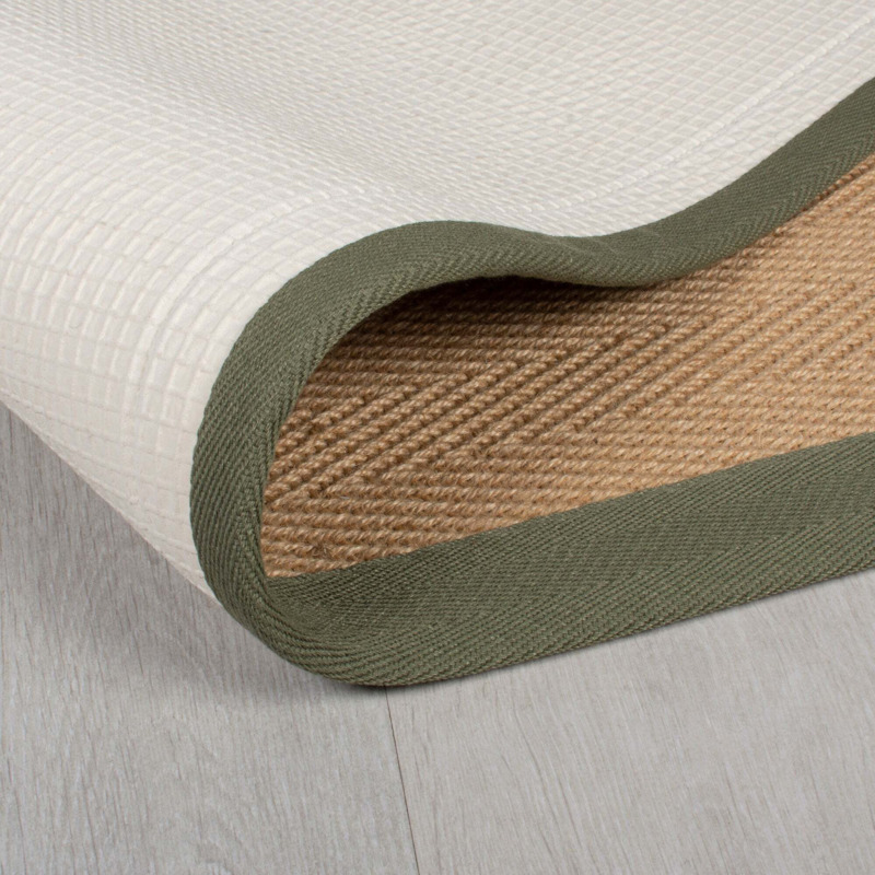 Herringbone Jute Border Doormat Brown/Green by Dunelm