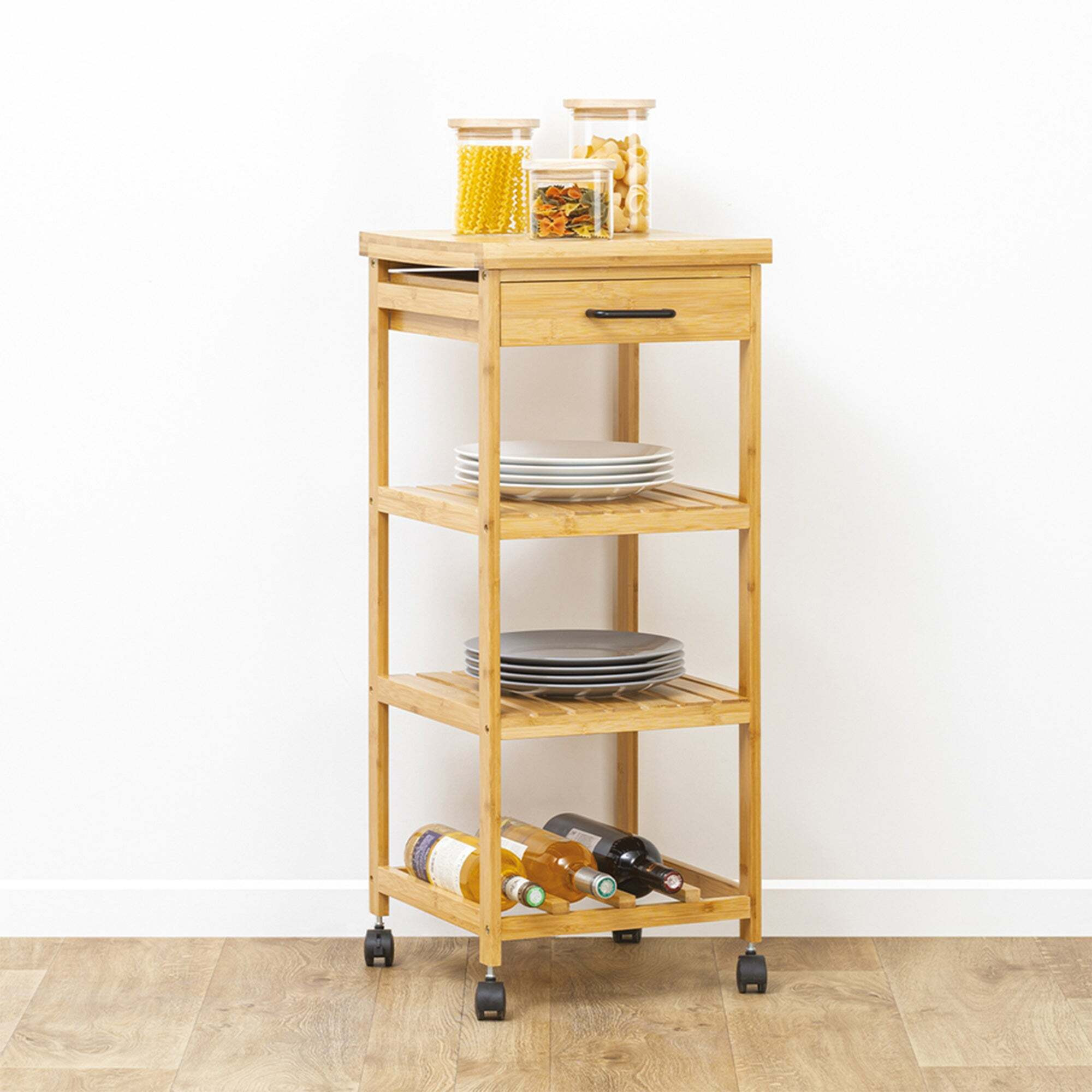 Linha Bamboo Kitchen Trolley Brown by Dunelm