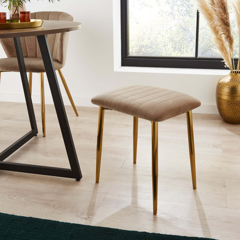 Kendall Low Stool, Velvet Kendall Mink by Dunelm