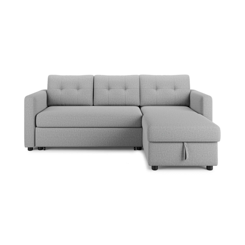 Barker Flatweave Trundle Corner Chaise Sofa Bed Flatweave Dove Grey by Dunelm