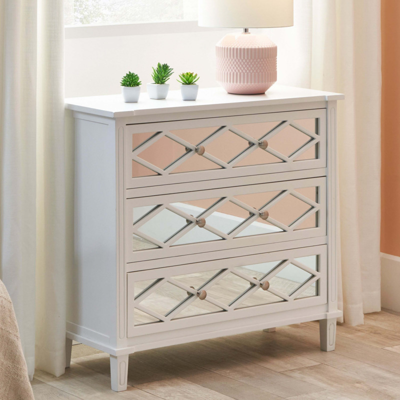 Pacific Puglia 3 Drawer Chest, Painted Pine White by Dunelm