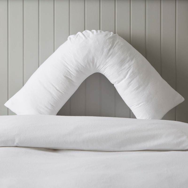 Soft & Cosy Luxury Brushed Cotton VShape Pillowcase White by Dunelm