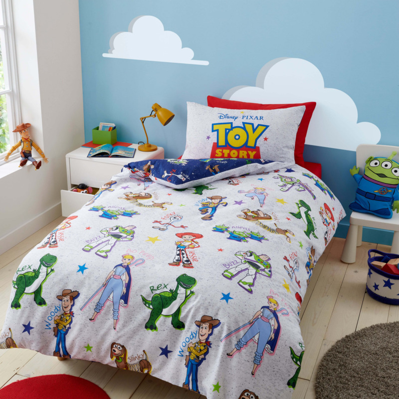 Disney Toy Story Duvet Cover and Pillowcase Set Grey by Dunelm