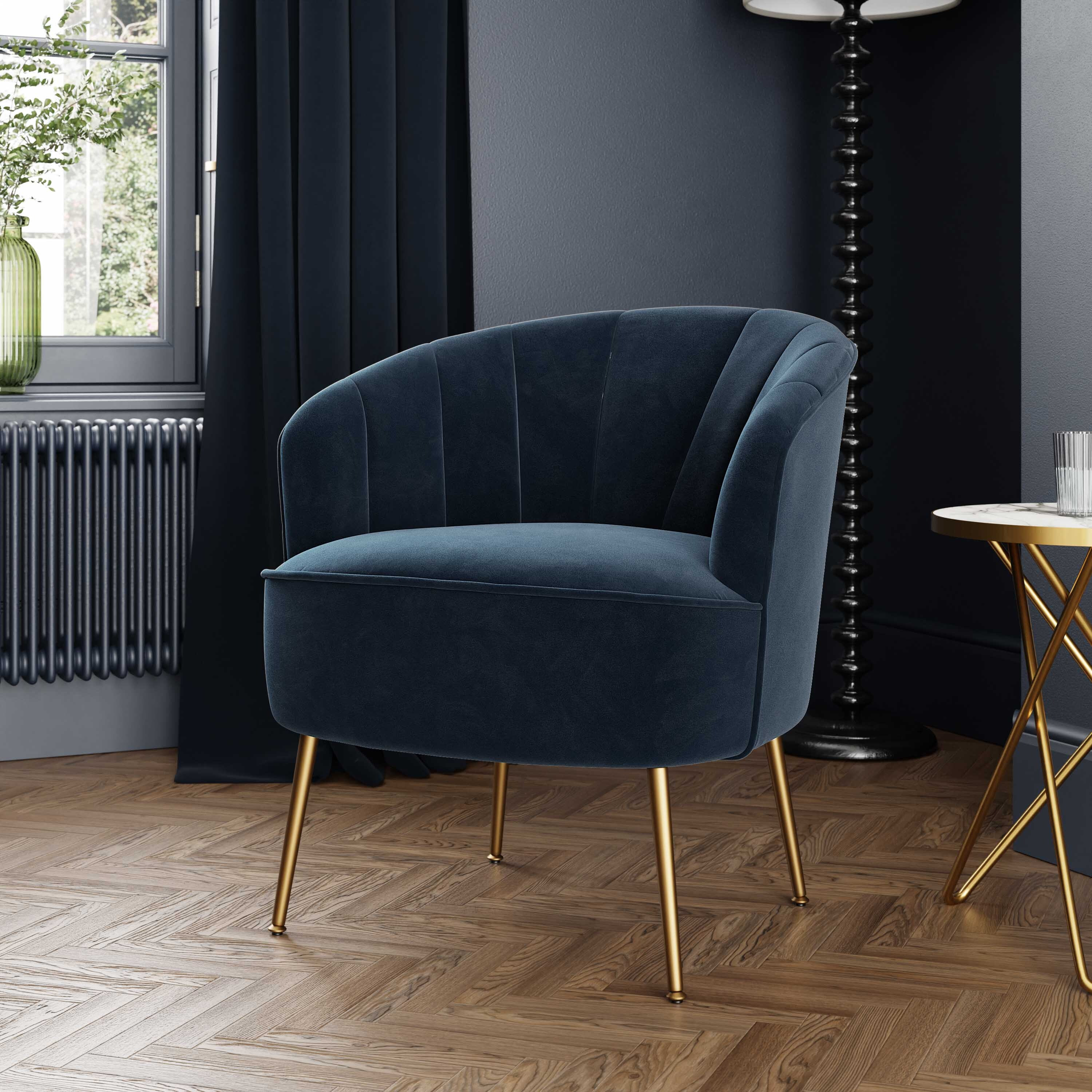 Matilda Velvet Chair Velvet Luxe Navy by Dunelm