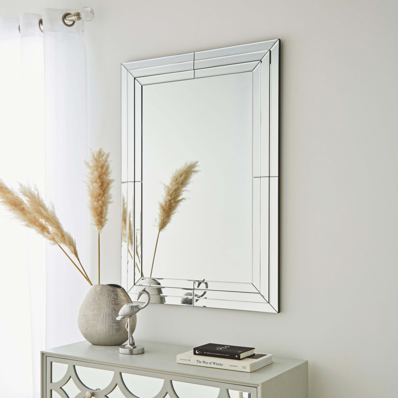 Triple Edge Over Mantle Mirror, 100x70cm Silver by Dunelm