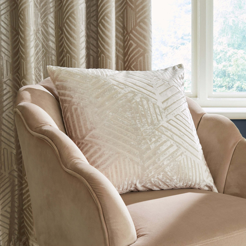 Catherine Lansfield Geometric Cut Velvet Cushion Gold by Dunelm