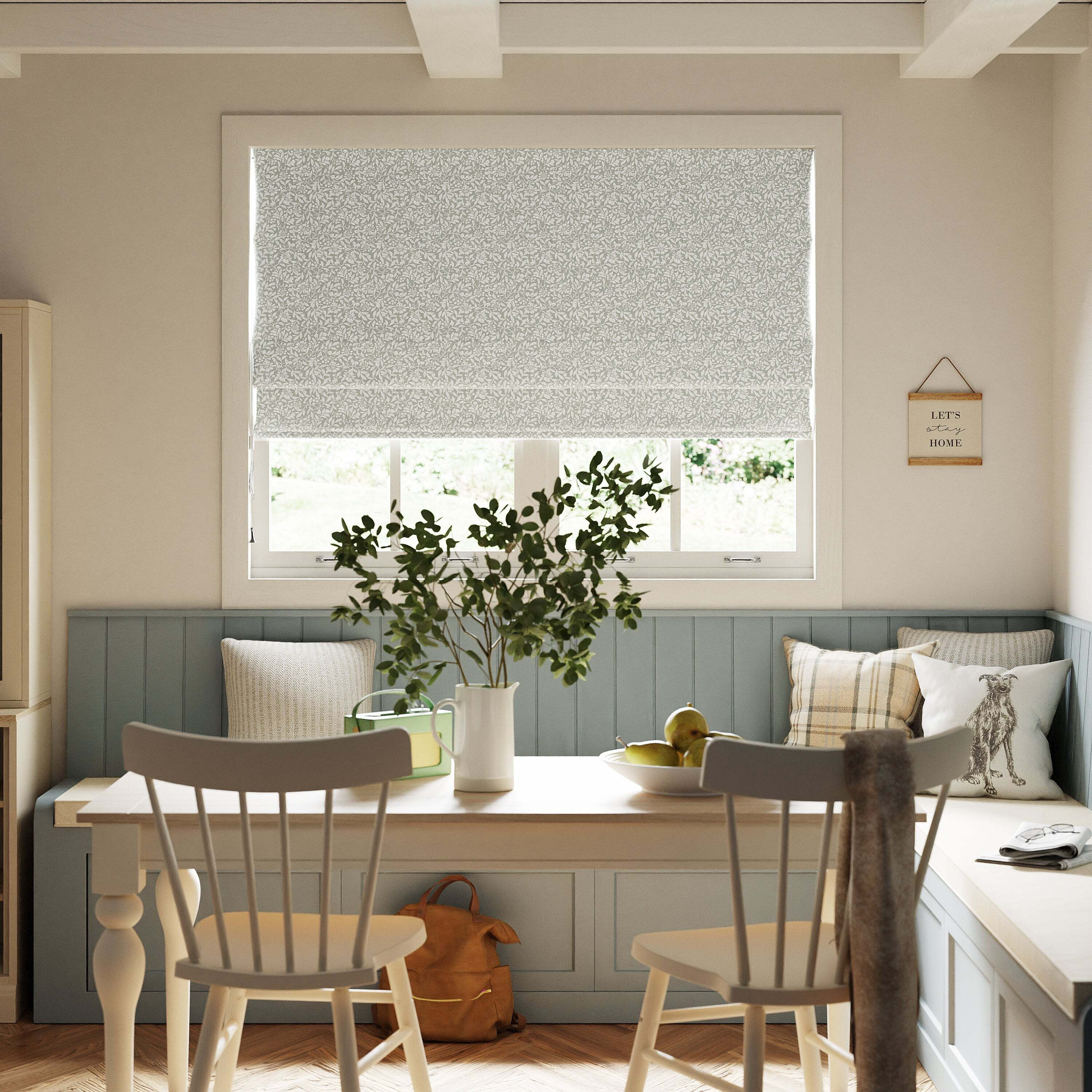 Chartwell Blackout Roman Blind Green/White by Dunelm