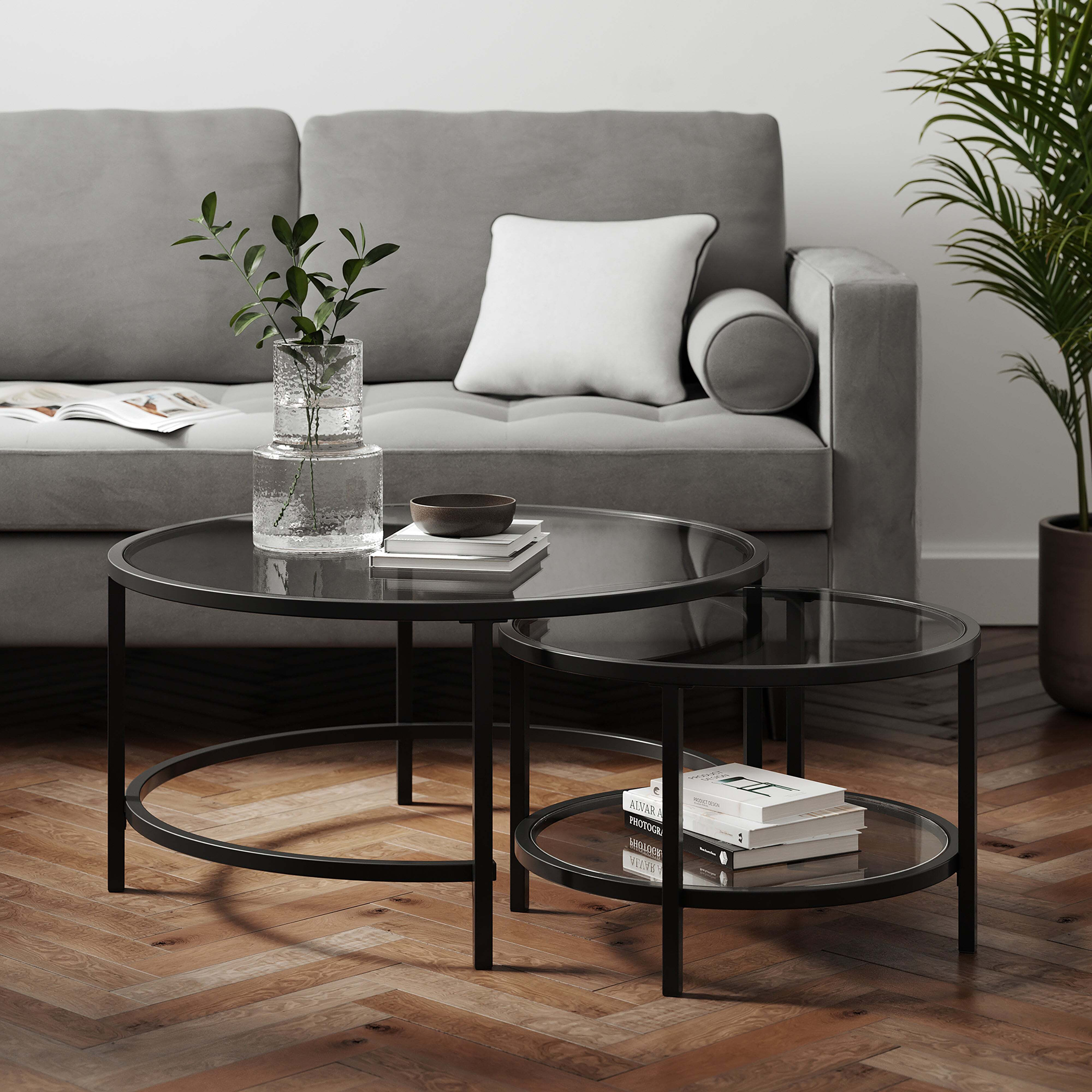 Sofia Coffee Nest of Tables Black by Dunelm