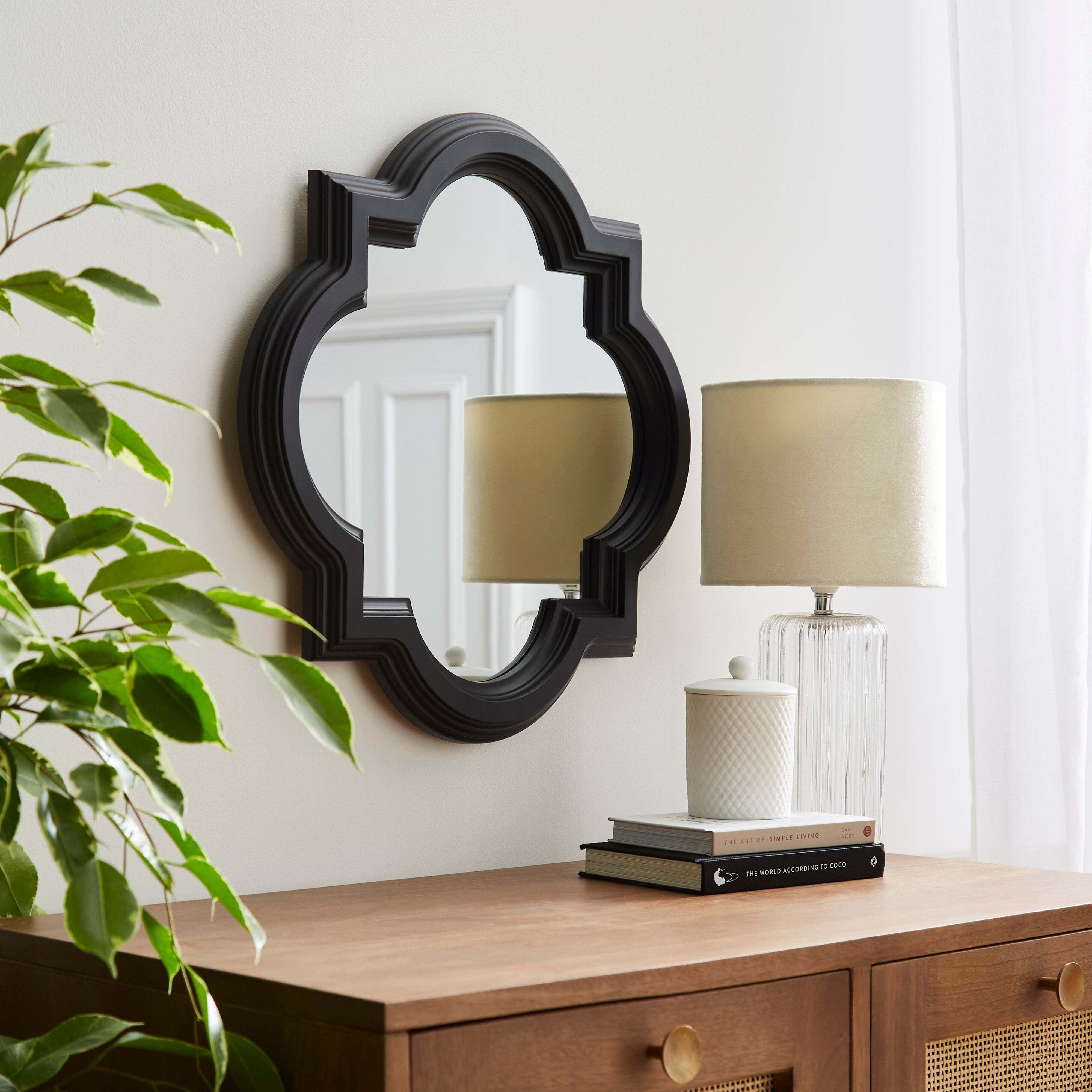 Timeless Curved Wall Mirror Black by Dunelm