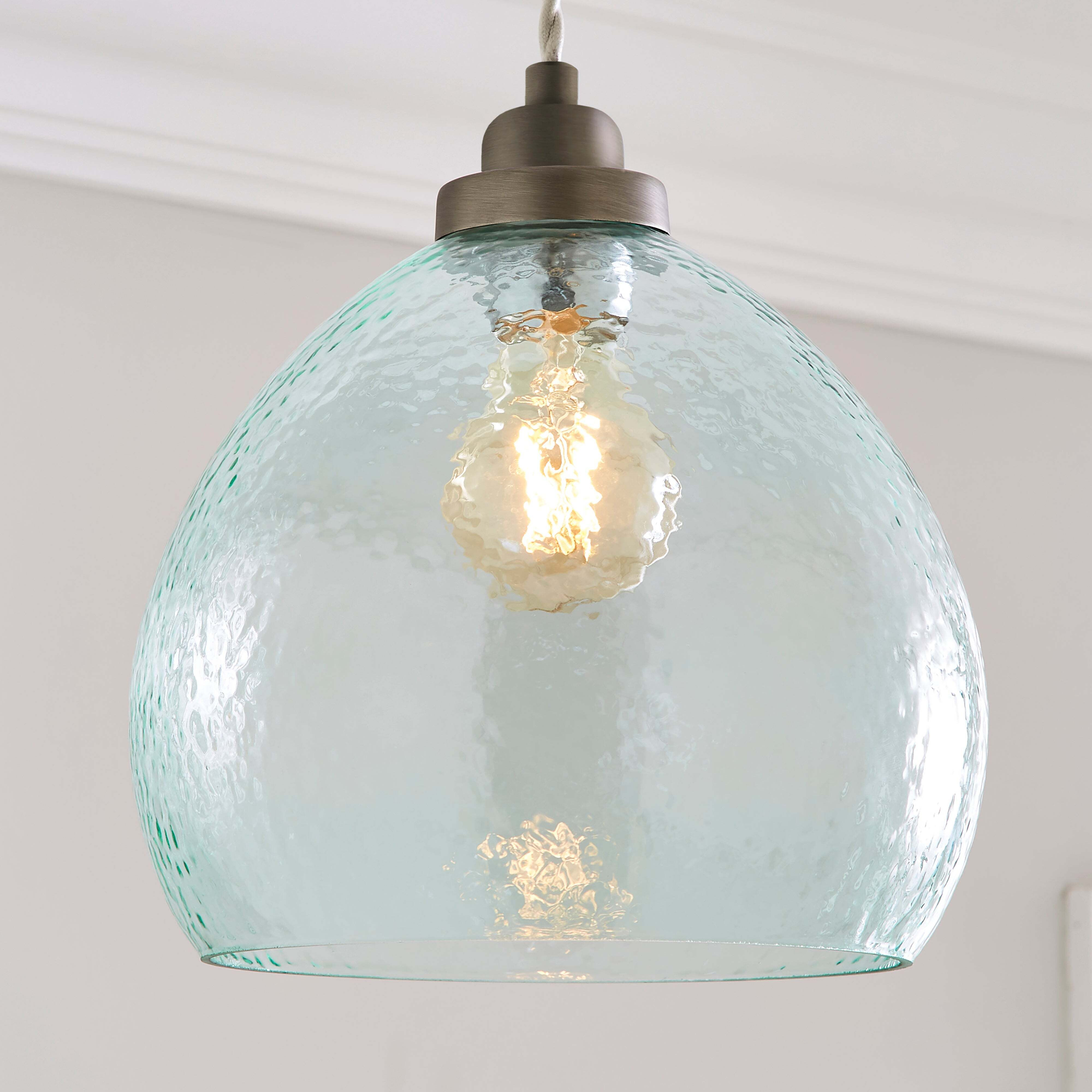 Fentress Recycled Glass Easy Fit Pendant Light Green by Dunelm