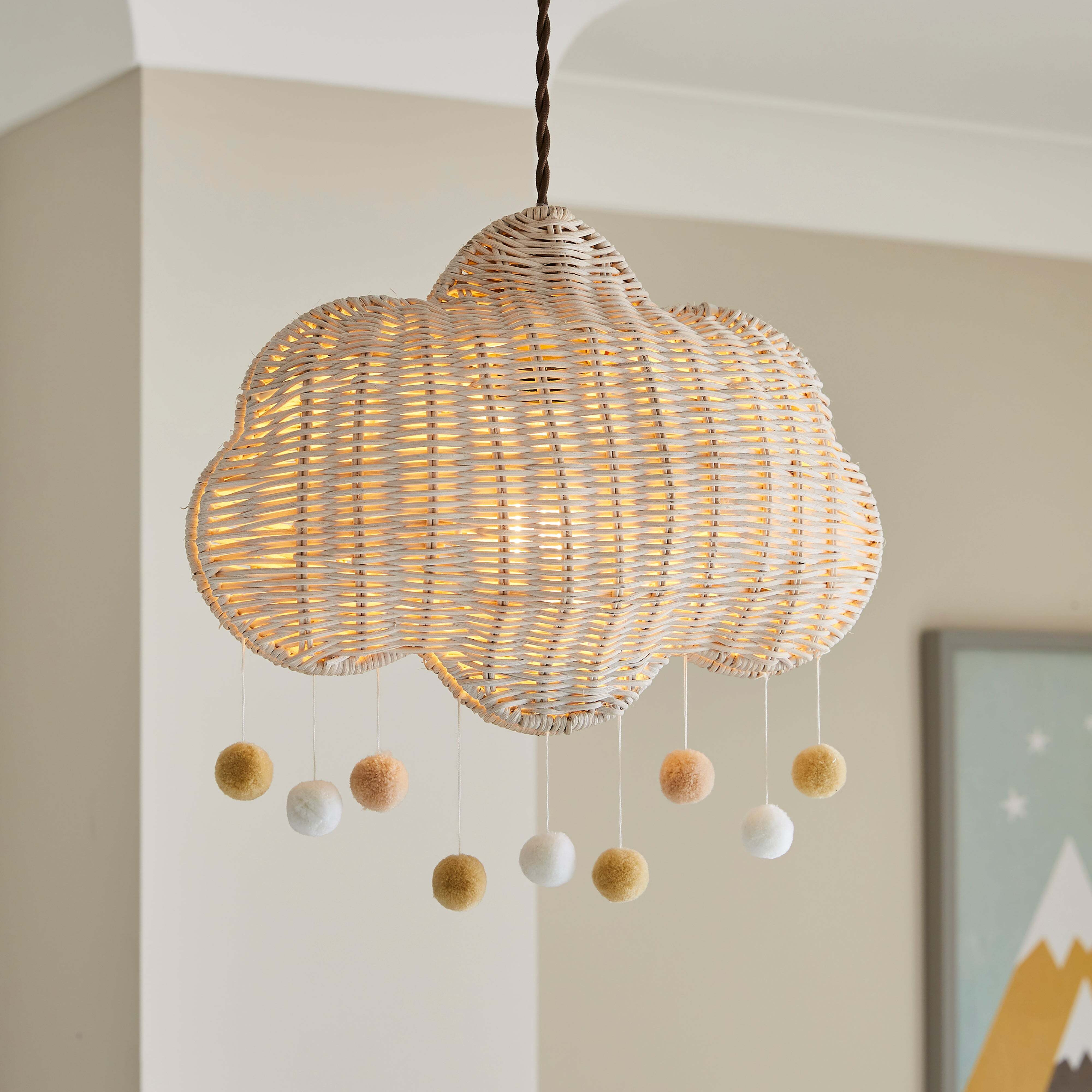 Rattan Cloud Easy Fit Pendant Light Natural by Dunelm