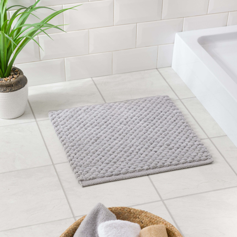 100 Recycled Pebble Shower Bath Mat Silver by Dunelm