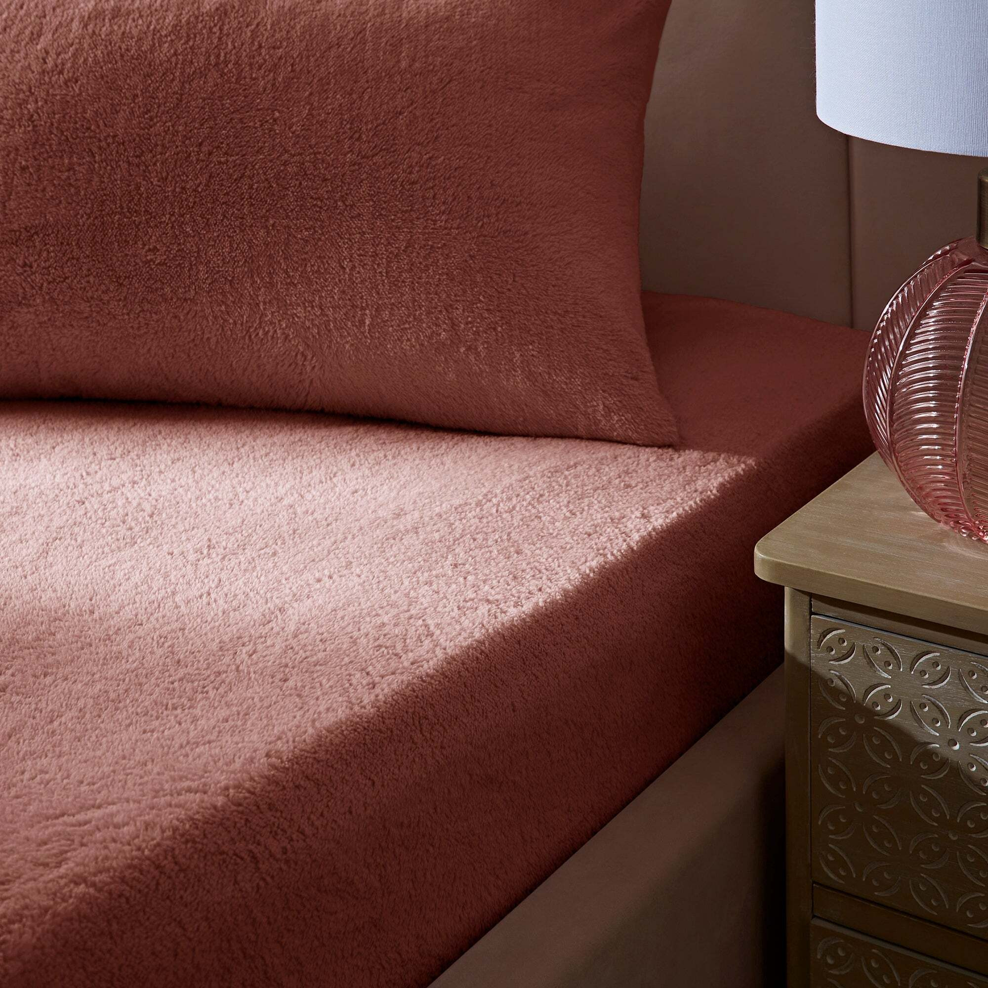 Dunelm Teddy Bear Rose Pink 32cm Fitted Sheet, Size Kingsize Teddy