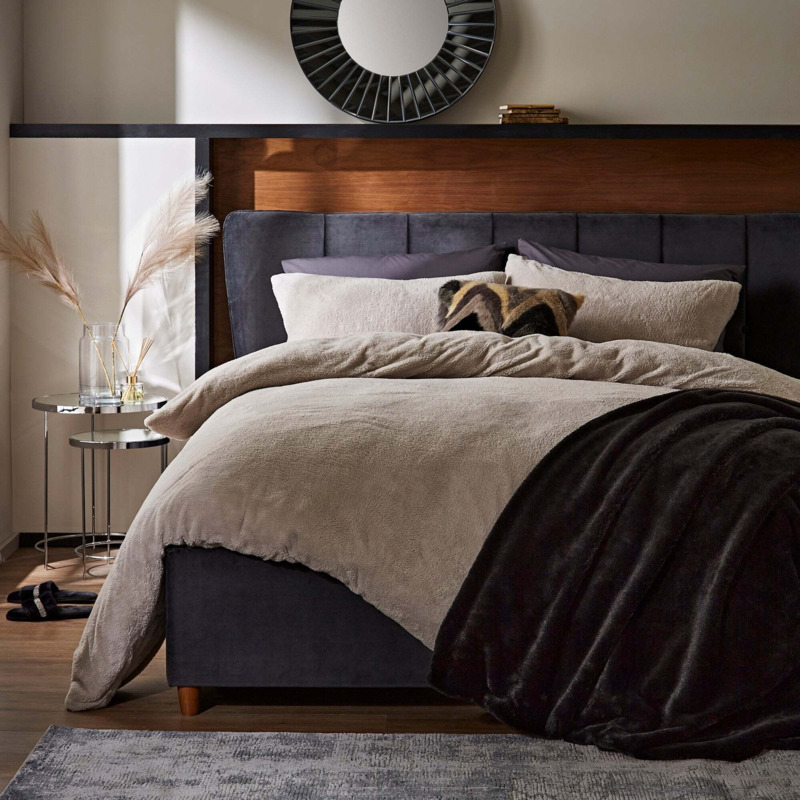 Dunelm Teddy Bear Silver Grey Duvet Cover & Pillowcase Set, Size Super