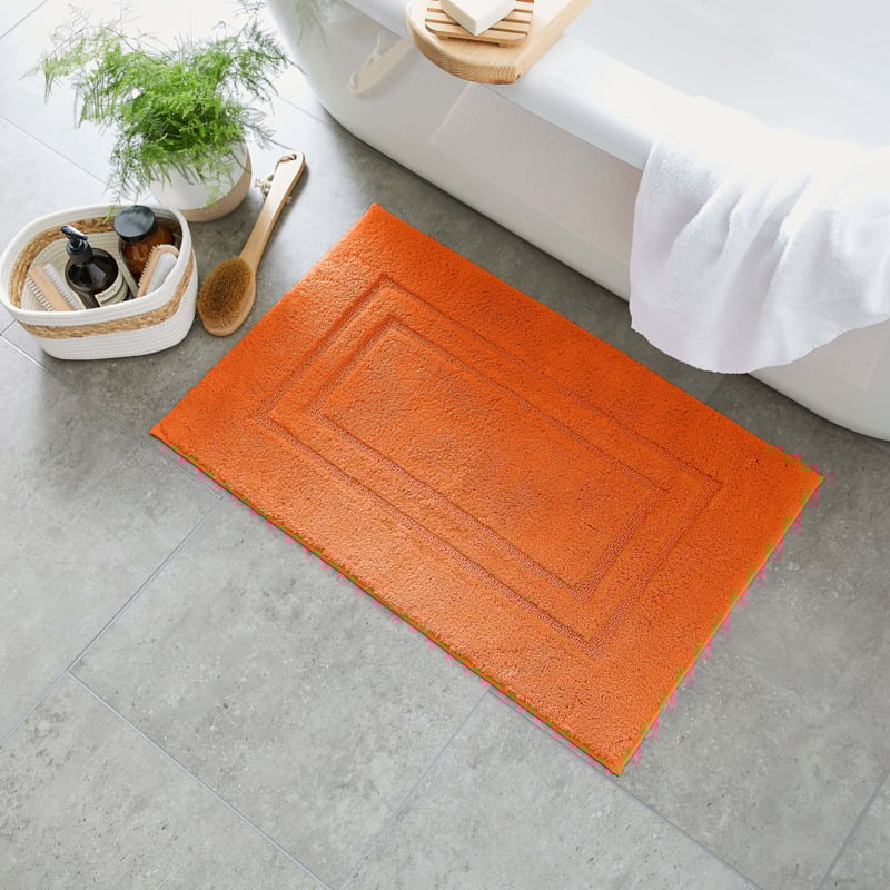 Luxury Cotton Bath Mat Orange by Dunelm