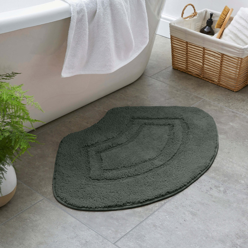 Luxury Cotton SemiCircle Bath Mat Dark Green by Dunelm