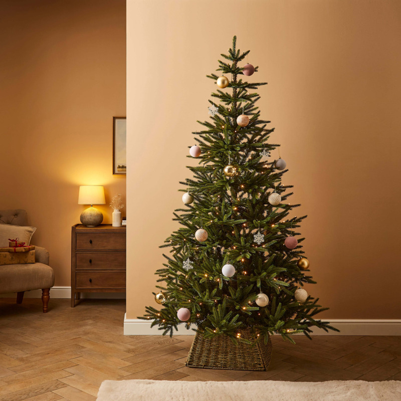 Pre Lit 7ft Abies Christmas Tree With 250 LEDS Dark Green by Dunelm