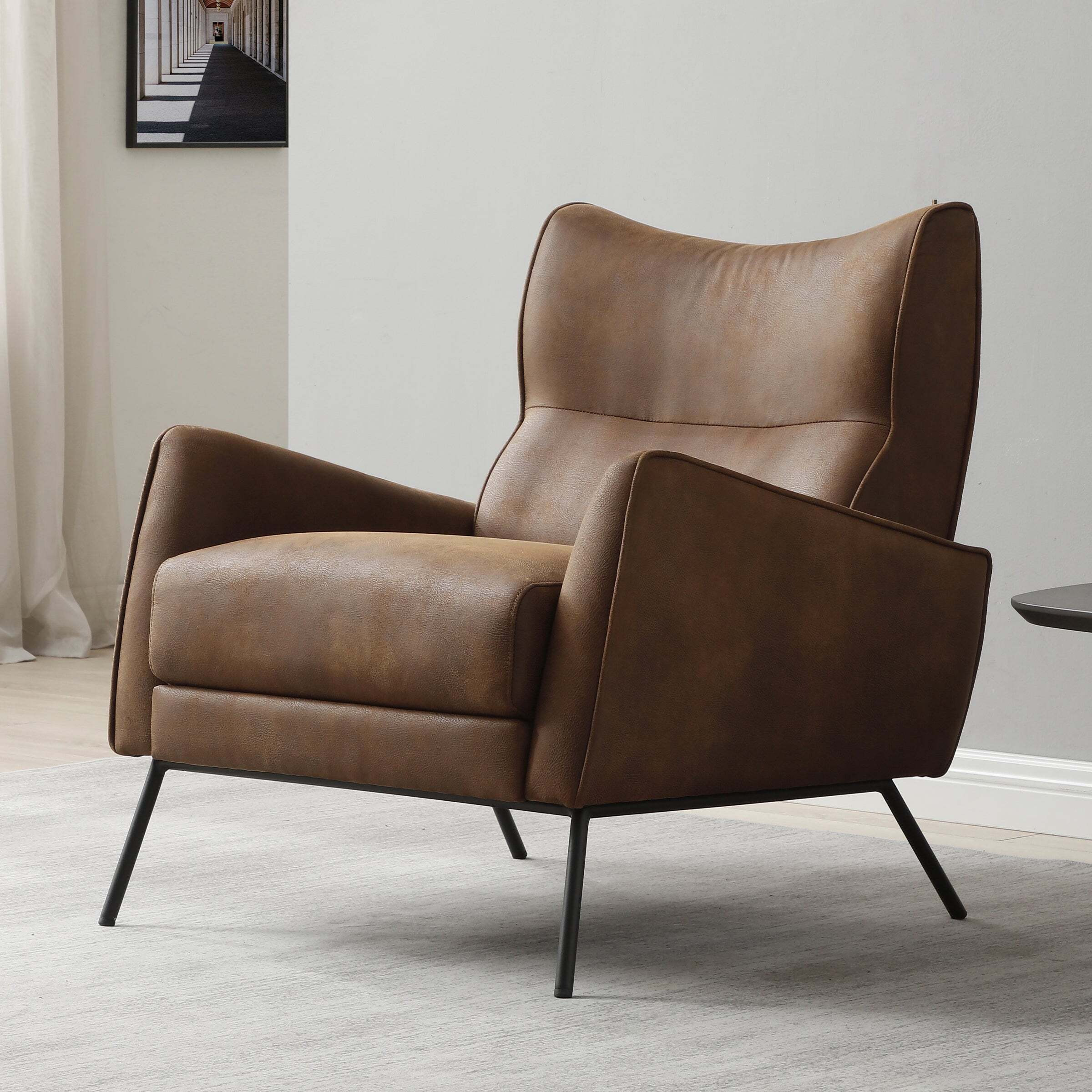 Clara Faux Leather Accent Chair Faux Leather Tan by Dunelm