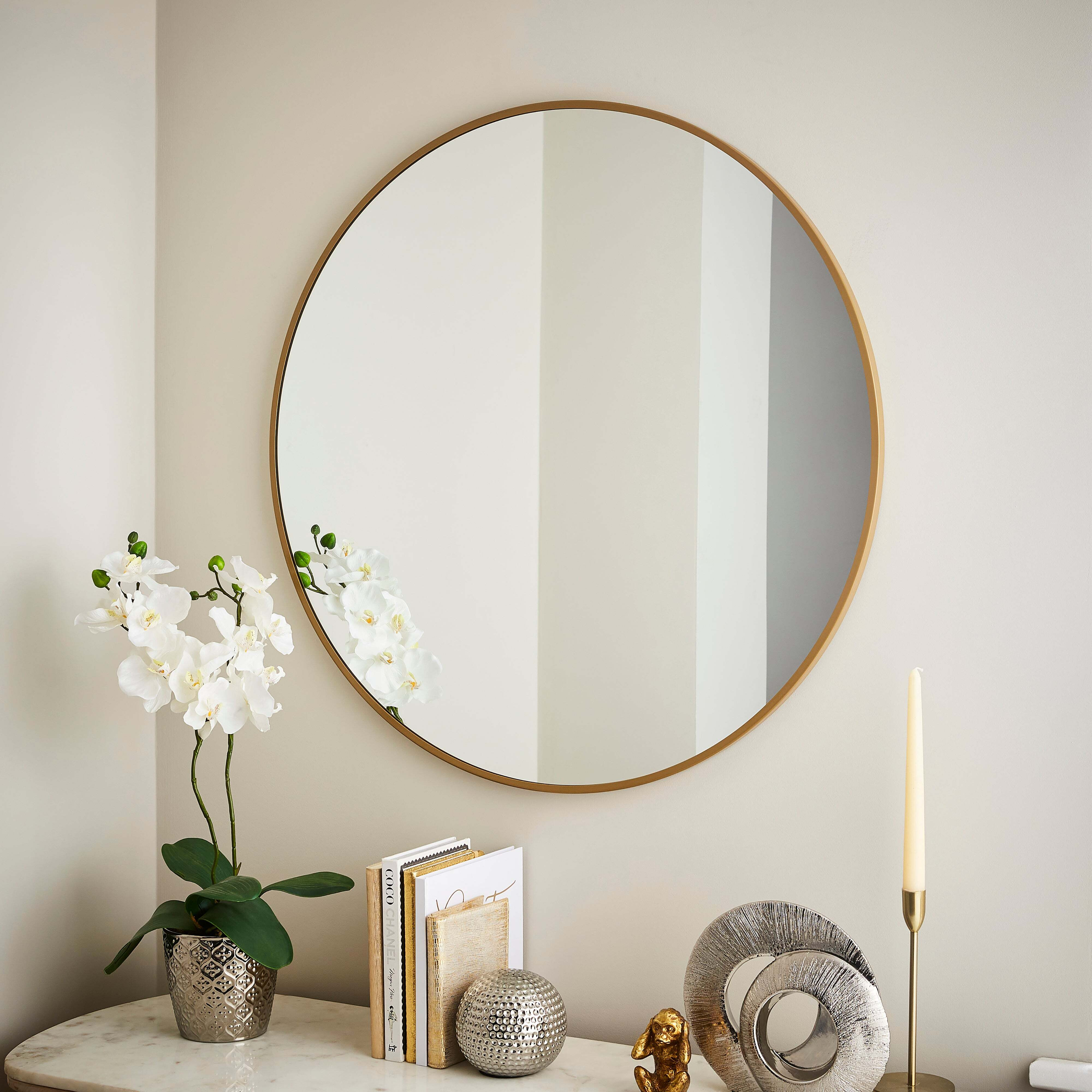 Metal Round Wall Mirror Gold by Dunelm