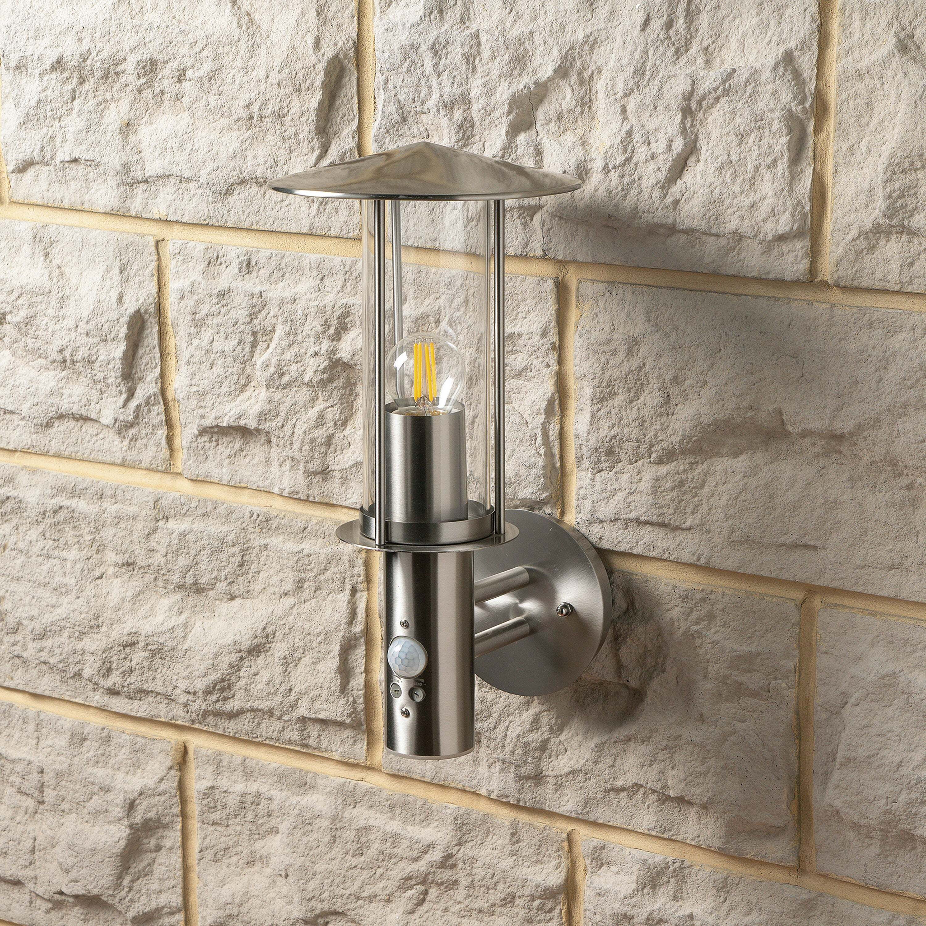 Myosotis PIR Chimney Outdoor Wall Light Silver by Dunelm