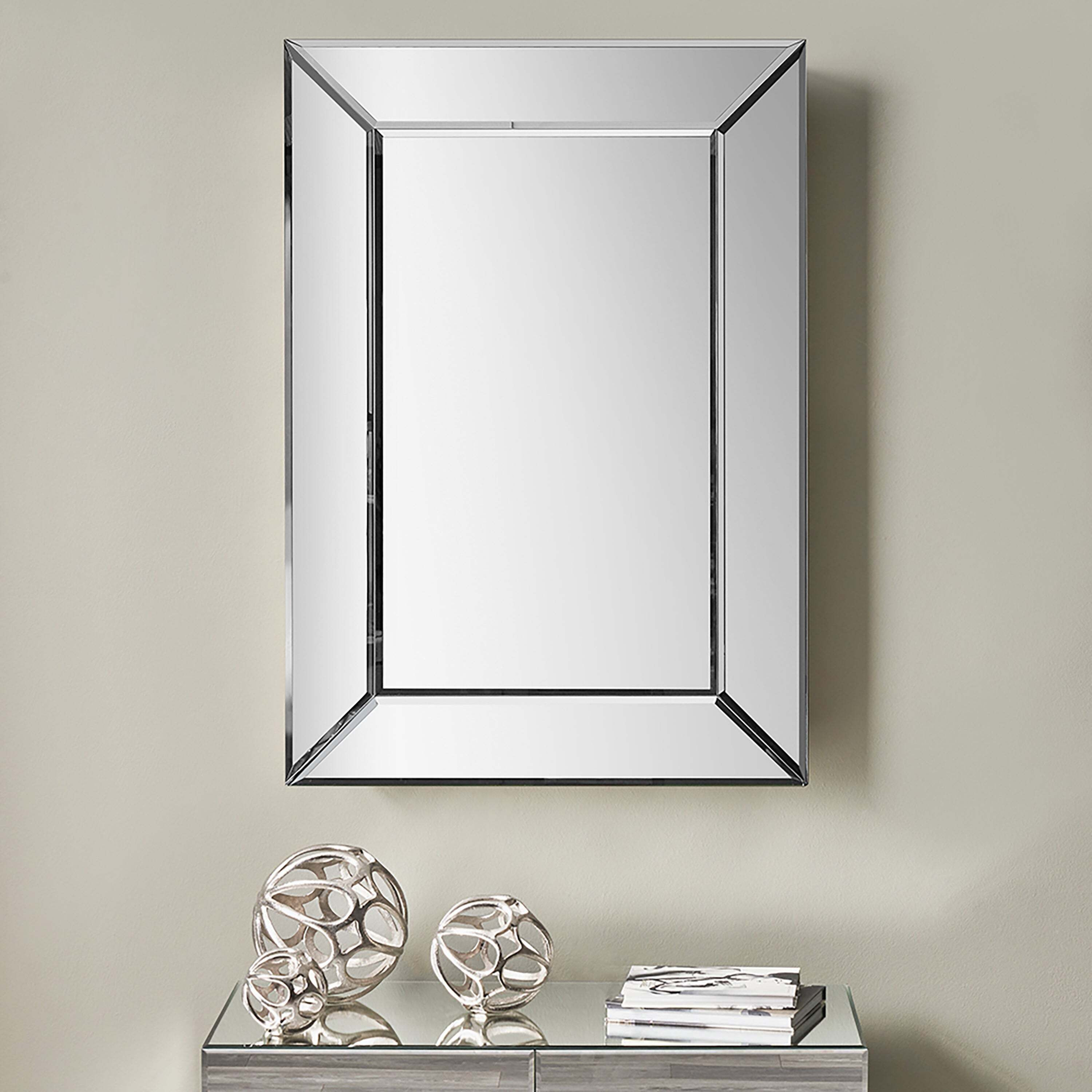 Mirrored Glass Rectangular Wall Mirror, 70 x 100cm Silver by Dunelm