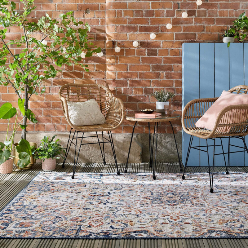 Mabel Traditional Indoor Outdoor Rug Navy by Dunelm | ufurnish.com