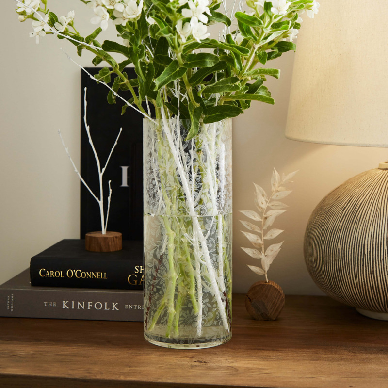 Frosted Cylinder Glass Vase Clear by Dunelm