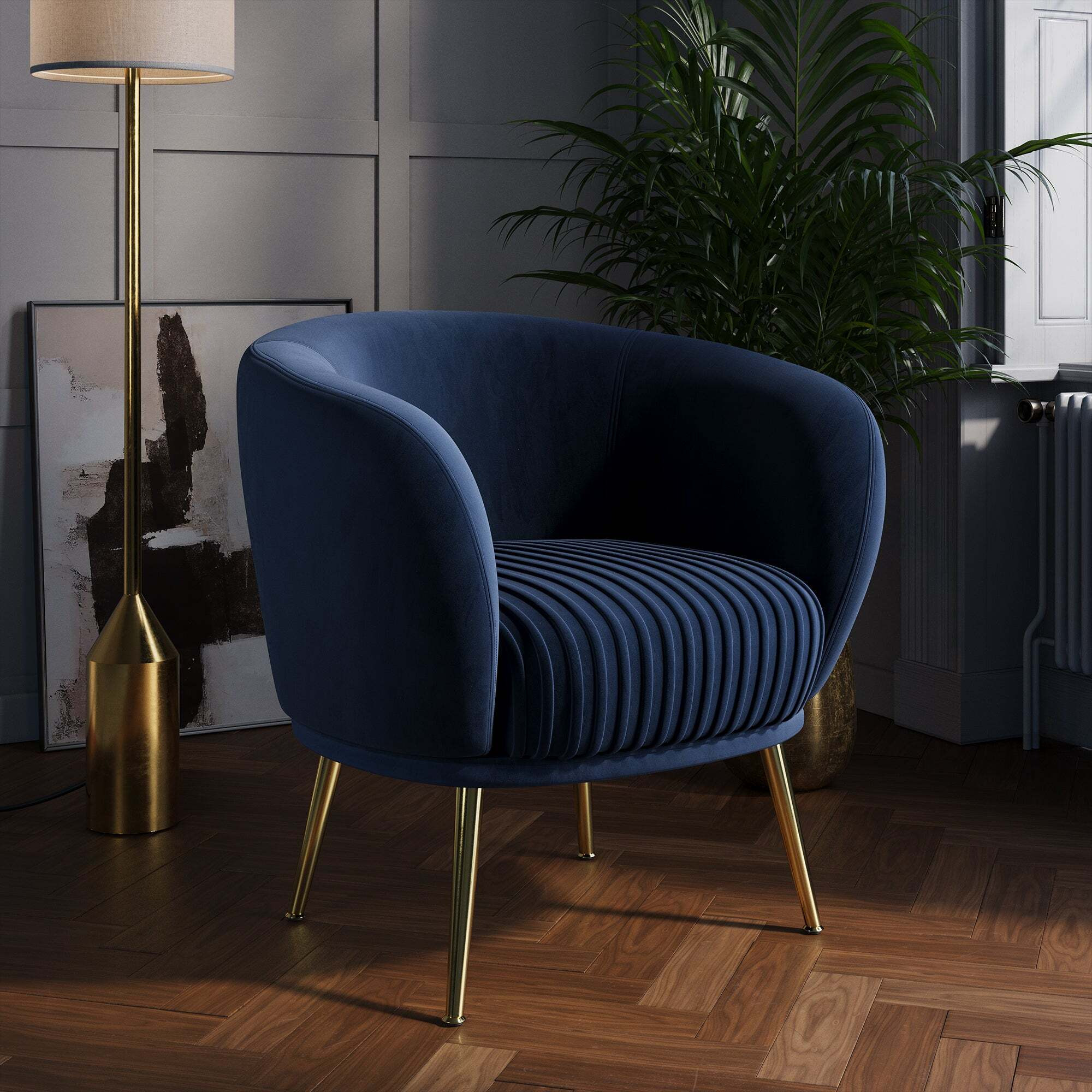 Bella Velvet Cocktail Chair Navy Velvet by Dunelm